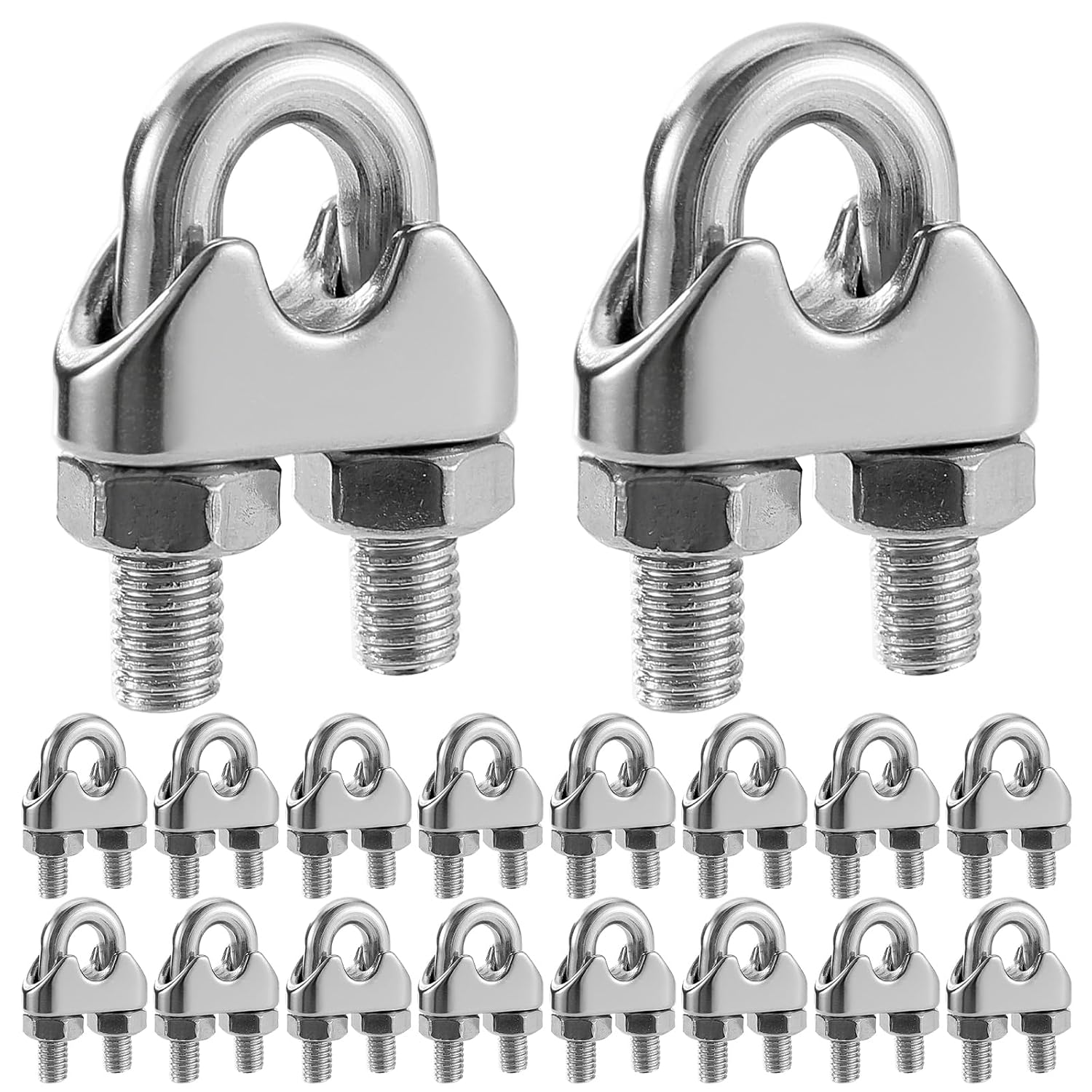 18 Stück Edelstahl-kabelklemmen, 6 Mm Stahl-kabelklemmen, M6 U-förmige Metall-kabelklemmen Für 6 Mm Durchmesser Metallkabel, Zum Verbinden Oder Sichern Von Metallkabeln