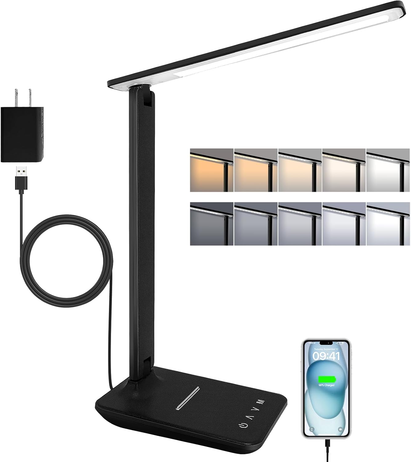 Faltbare Led-schreibtischlampe Mit Netzteil, Schwarz, Standard