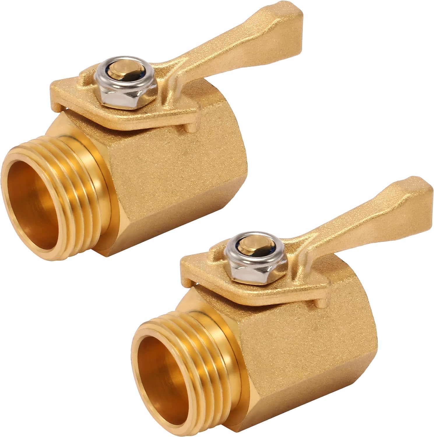Set Aus 2 Robusten 1,9 Cm Messing-absperrventilen Für Gartenschläuche Mit 2 Schlauchdichtungen