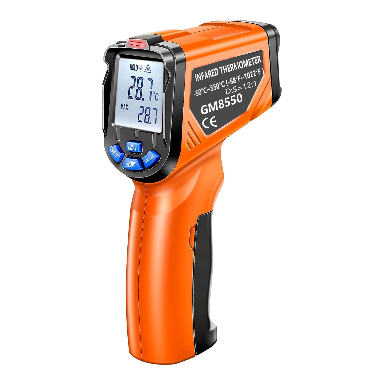 Infrarot-thermometer -50 °c 550 °c, Berührungslose Temperaturmessung, Mit Lcd-display Für Kochen, Grillen, Gefrierschränke Und Industrielle Anwendungen