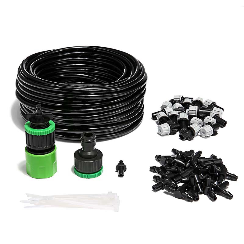 1 Set Nebelbewässerungssystem Mit 20 M Pvc-schlauch, Tragbarer Nebelkühlung Und Automatischer Wasserdüsen-sprühkopf
