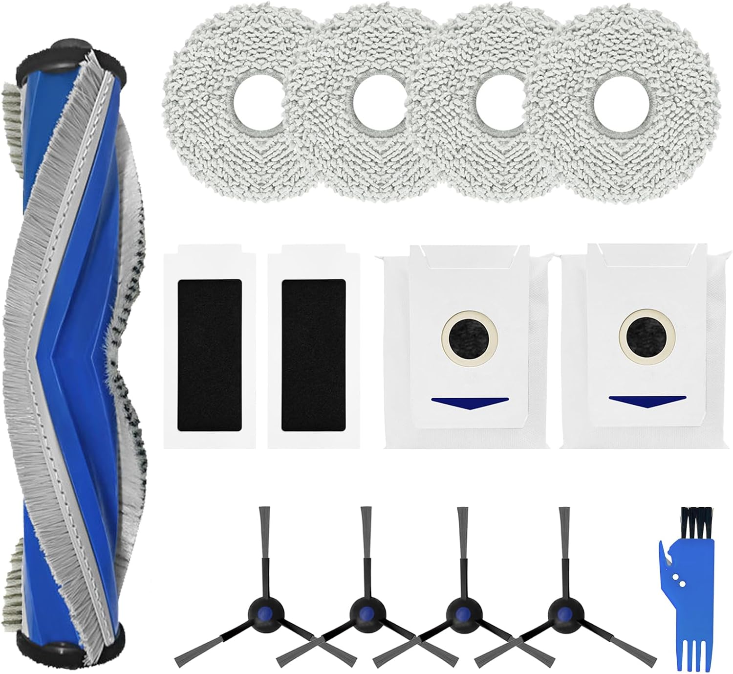 Set Mit 14 Ersatzteilen Für Ecovacs Deebot T30 Omni Und T30 Pro Omni Staubsauger: 1 Hauptbürste, 2 Staubbeutel, 2 Hepa-filter, 4 Bürstenaufsätze, 4 Seitenbürsten, 1 Bürste