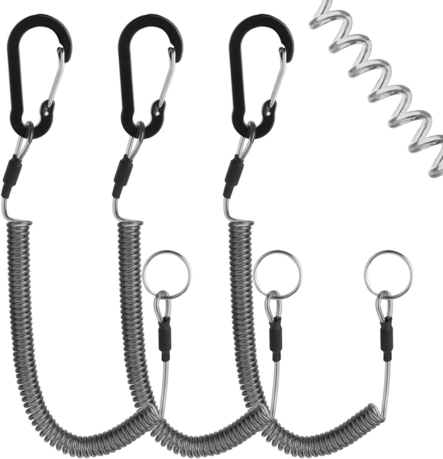 Einziehbares Sicherheitsseil, 3 Stück Elastische Spiralangelleinen Mit Karabinerhaken, Zum Angeln Und Campen