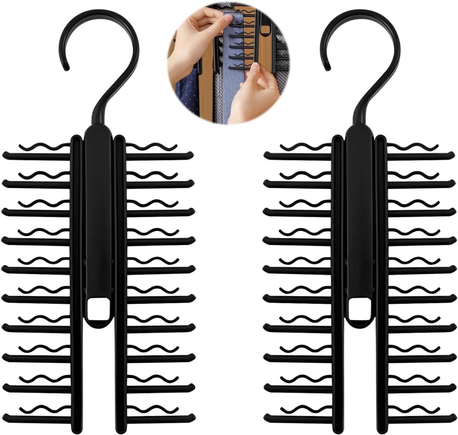 Krawattenhalter-set (2er-pack) Für Den Kleiderschrank, 360° Drehbare Krawattenhalter, Bis Zu 20 Krawatten Pro Halter, Platzsparend