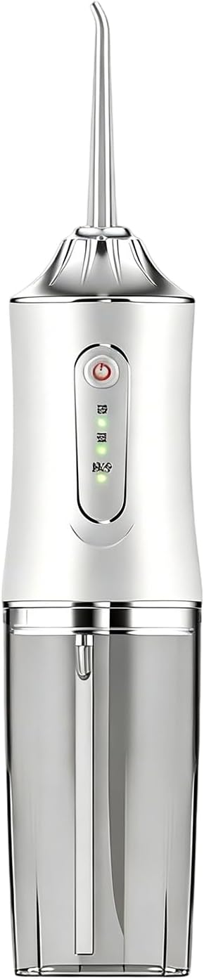 Elektrische, Kabellose Munddusche Zur Zahnreinigung, 230 Ml Wiederaufladbarer Zahnreiniger Mit 4 Düsenaufsätzen, Weiß