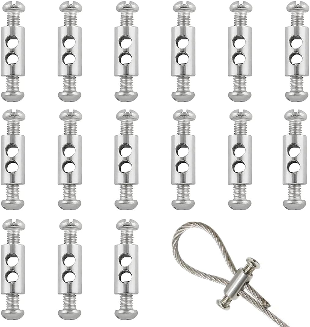 15 Stück Edelstahl-kabelbinder, Doppelkabelklemmen, Stahlkabelbinder, Edelstahl-kabelspanner Mit Endmuttern Für Markisen, Gardinenleinen, Wäscheleinen