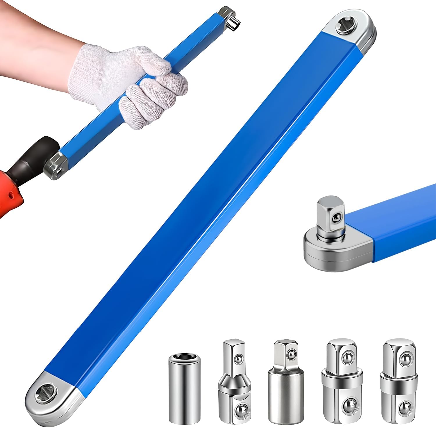 Professioneller Ratschen-verlängerungsschlüsselsatz Mit 5 Antriebsadaptern (1/2", 1/4" Und 3/8"), Versetzter Verlängerungsschlüssel Für Verlängerten Universalschlüssel