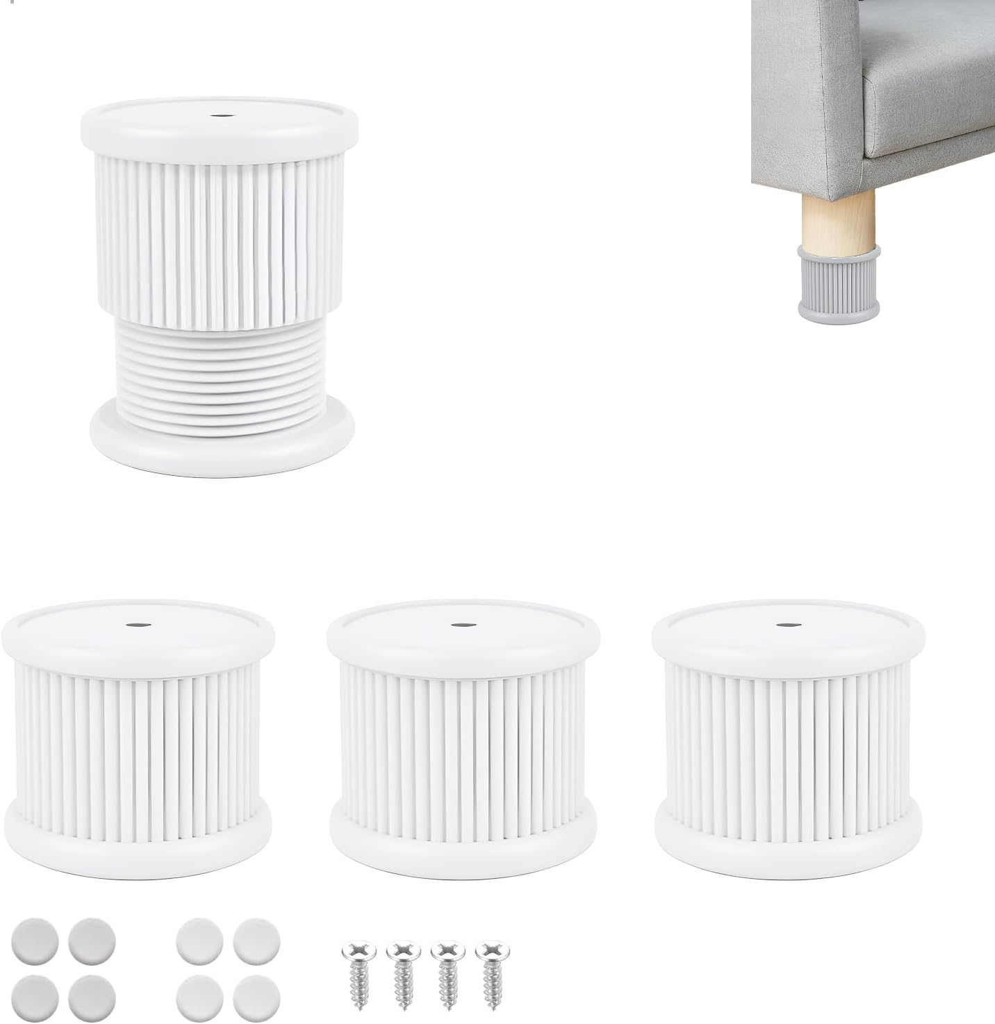Möbelfüße, Höhenverstellbare Möbelfüße, 4 Stück, Weiß, 4-6 Cm Verstellbar, Für Schränke, Tische, Sofas, Weiß