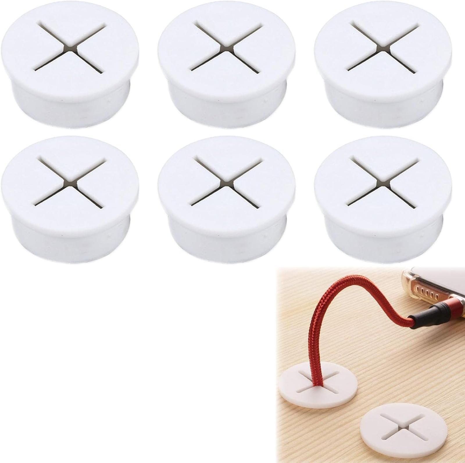 Flexible Kabeldurchführung Für Schreibtische, Kabelöffnungen, Gummikabelabdeckungen, Für Computer Im Homeoffice, 20 Mm, 6 Stück, Weiß