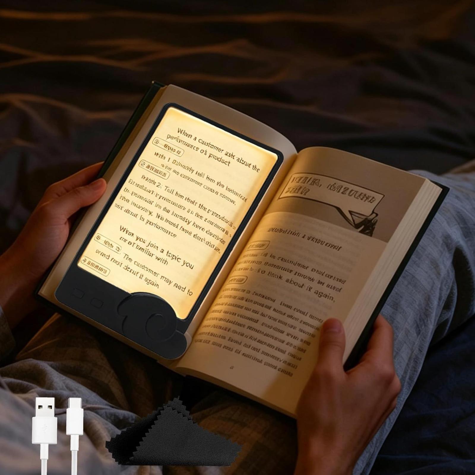 Leselampe Für Bücher, Led-buchlampe, Smarte Flache Buchleuchte Zum Lesen, Transparentes Led-licht