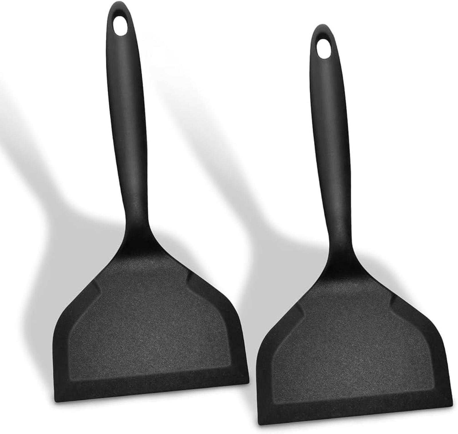 2 Schwarze Silikon-omelettspatel, Silikon-küchenspatel