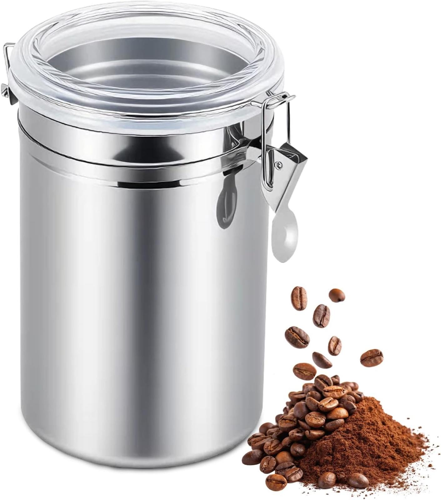 Luftdichte Kaffeedose Aus Edelstahl, Bohnenbehälter Mit Deckel (xl)