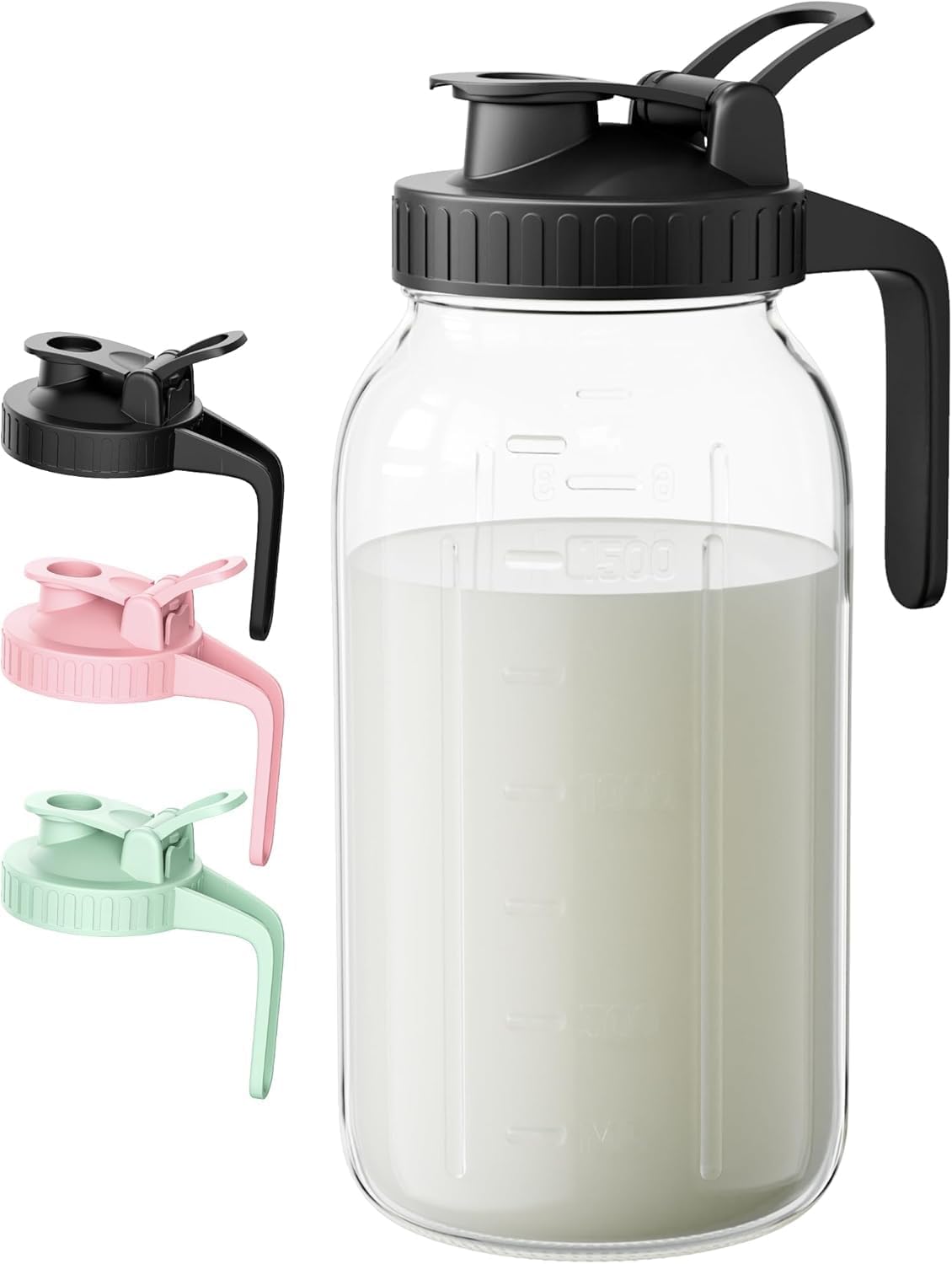 1,9-liter-muttermilchkanne – 2-liter-glasbehälter Mit Deckel Und Ausgießer – Luftdichte Und Auslaufsichere Wasserkanne Für Eistee, Solartee, Saft Und Kalten Kaffee