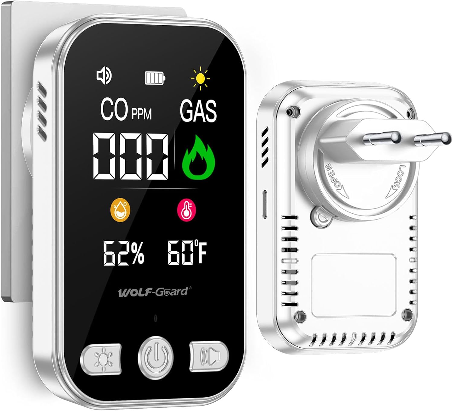 4-in-1 Gas- Und Co-melder Mit Stecker, Weiß
