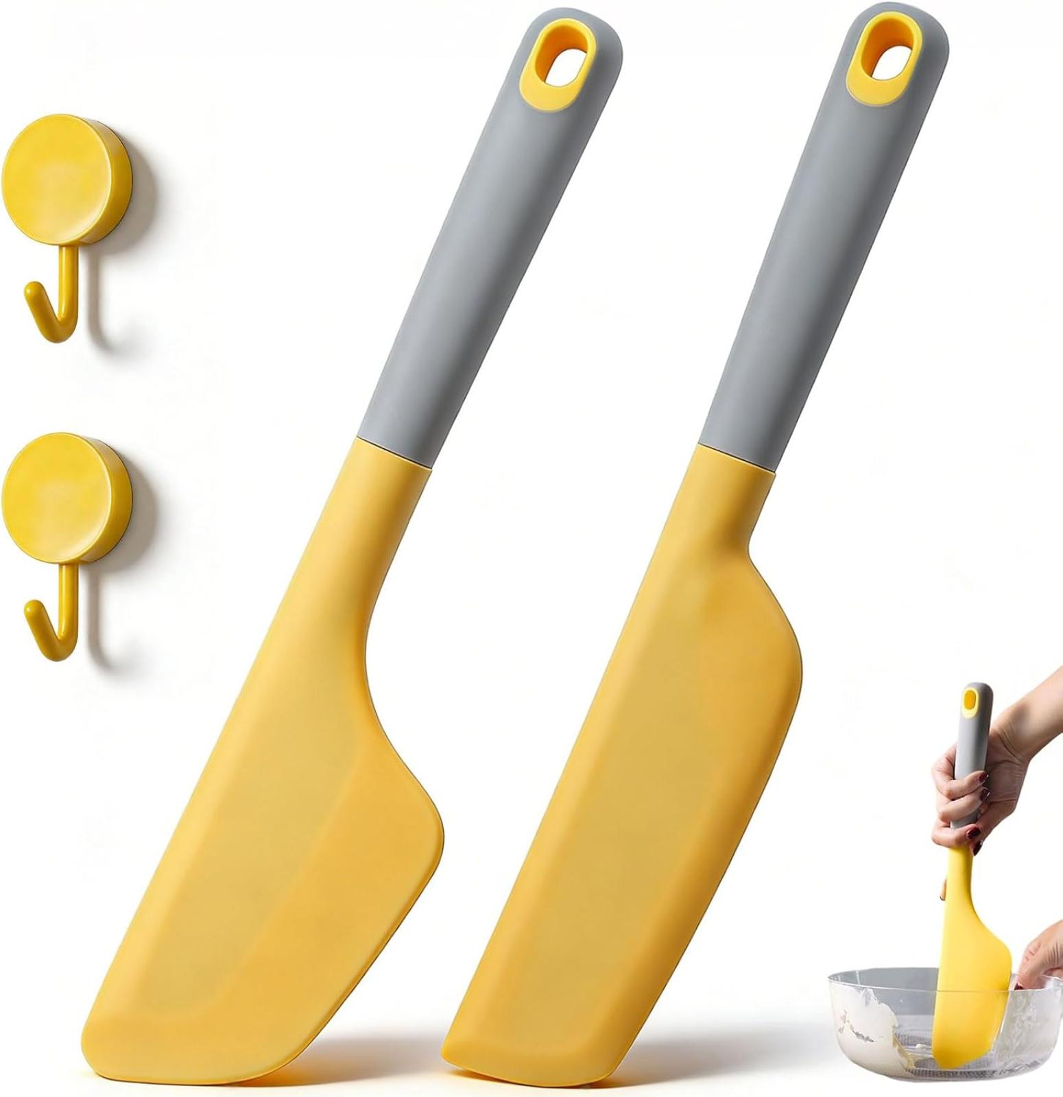 Set Mit 2 Silikonspateln, Kochspateln Mit 2 Selbstklebenden Haken Zum Braten Von Eiern, Backen Und Für Pfannen