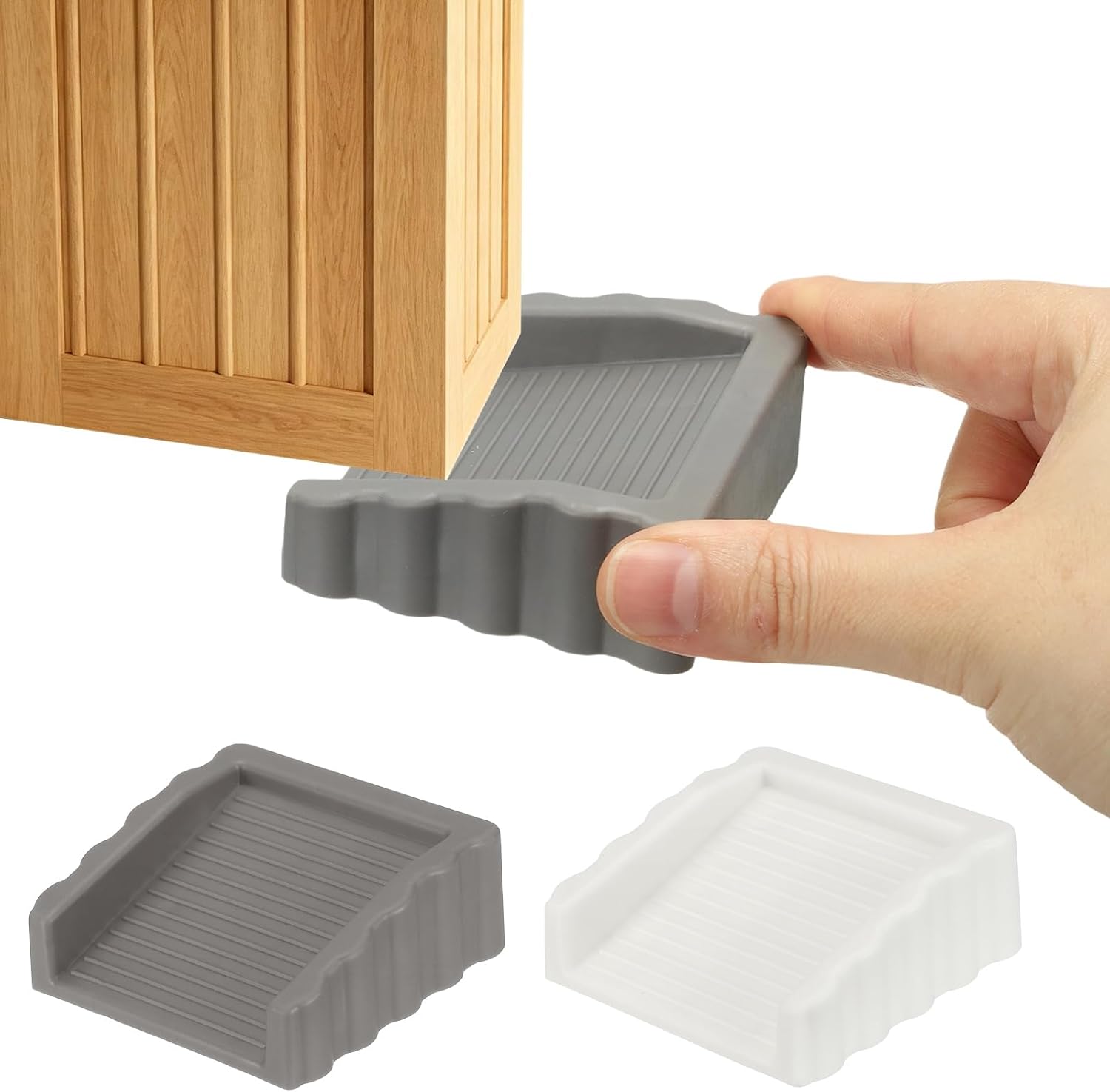 Set Mit 4 Türstoppern Aus Gummi, 2,5 Cm Durchmesser, Weiß/grau