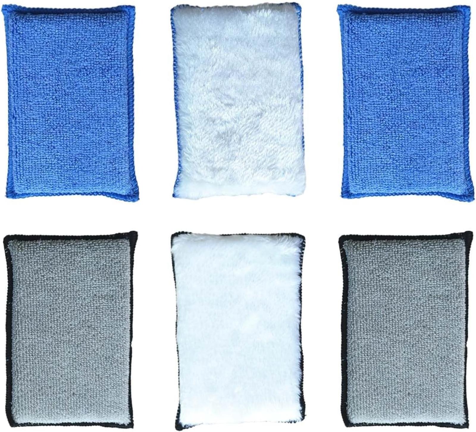 6-teiliges Autoinnenraum-reinigungsschwamm-set, 13 X 9 Cm Mikrofaser-reinigungspads, Innenraum-reinigungsschwamm