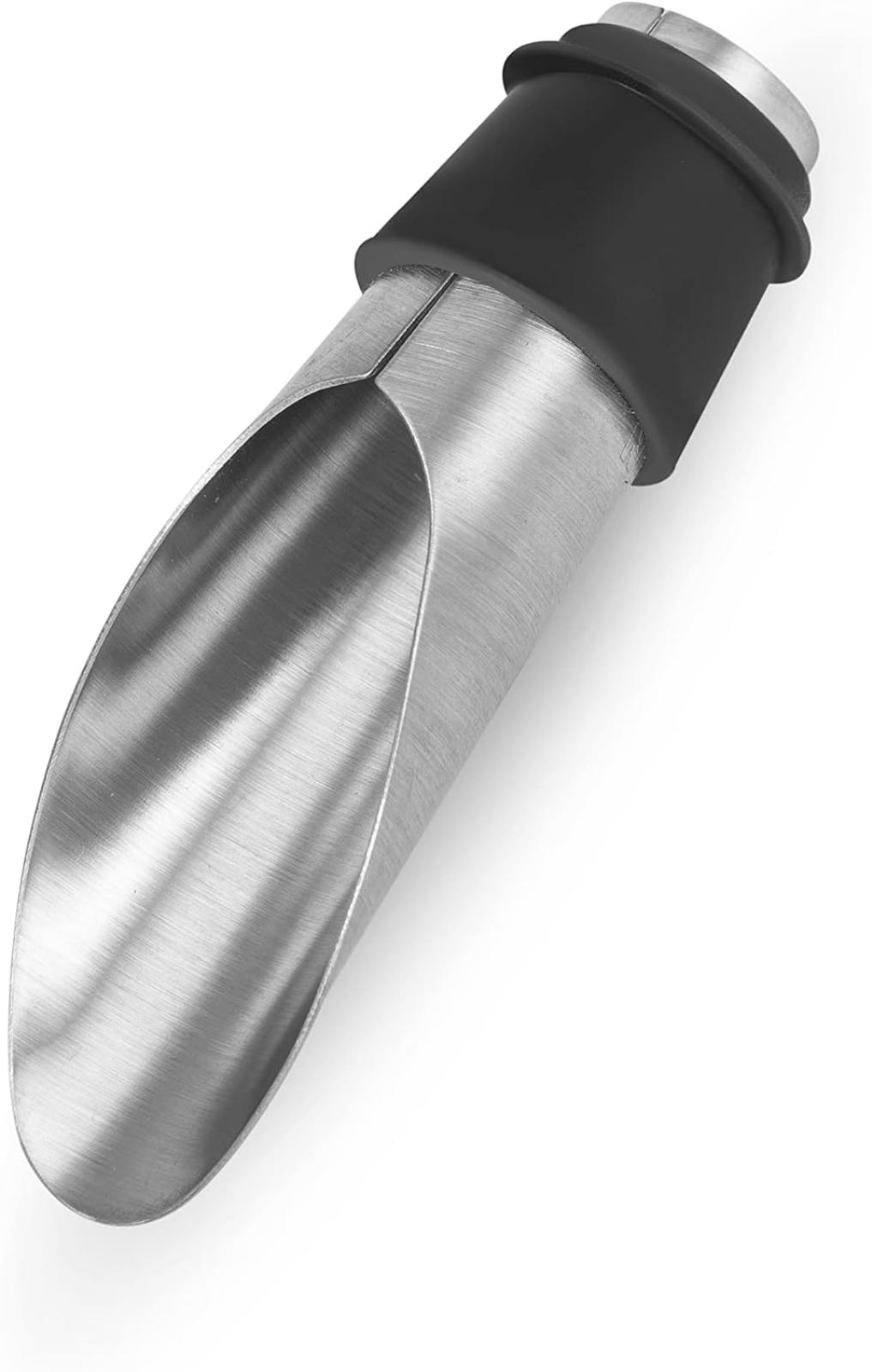 49471 Weinausgießer, Edelstahl, Silikon, Silber/schwarz, 7,5 Cm
