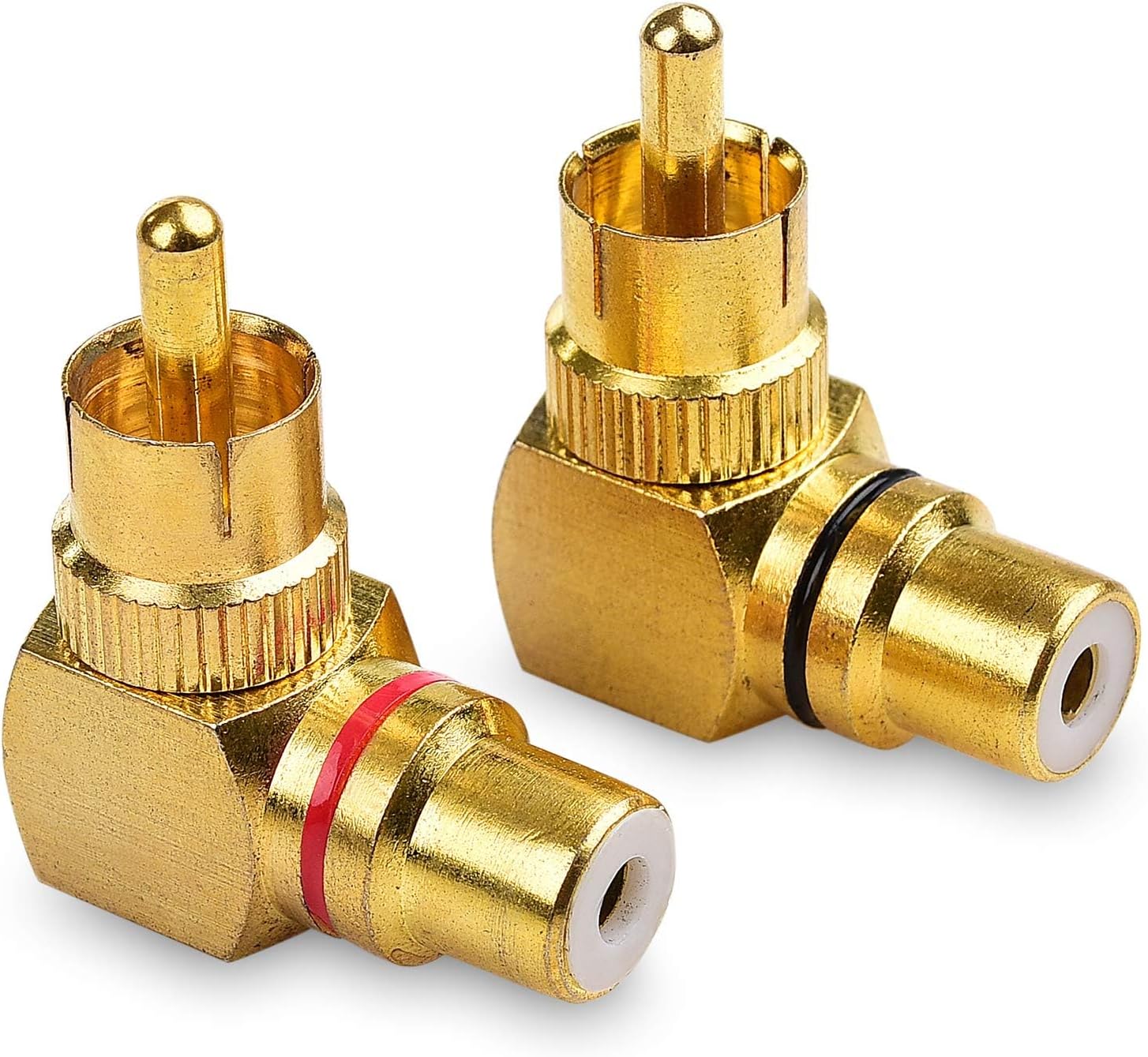 2 Stück Rca-stecker Rechtwinklig Auf Buchse Adapter 90 Grad, 1 Rot Und 1 Schwarz