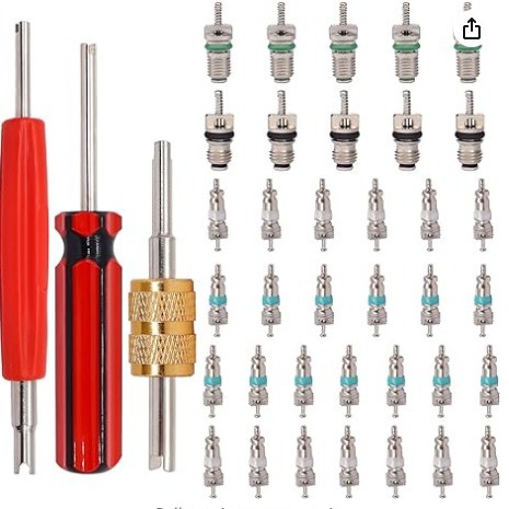 39-teiliges Ventileinsatz-set Für R134a-klimaanlagen Im Auto, Inklusive Schrader-ventilschafteinsätzen, Ventileinsatz-ausbauwerkzeug Und Systemdichtungskappensatz.