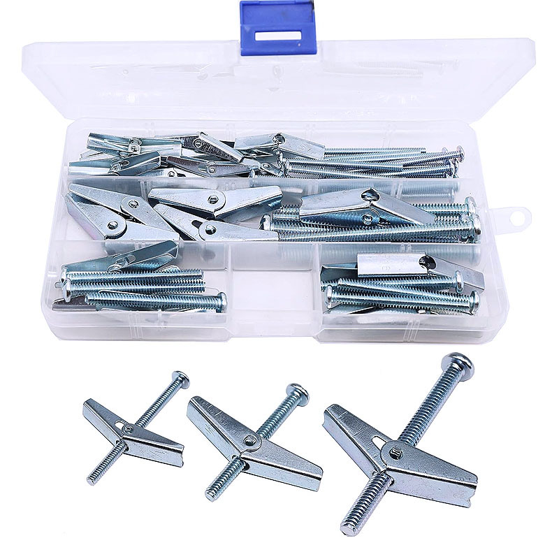 26-teiliges Set Mit Kippdübeln Und Flügelmuttern, Hochbelastbaren Gipskartondübeln Und Schrauben, 3 Flügelmuttergrößen – 1/8", 3/16", 1/4".