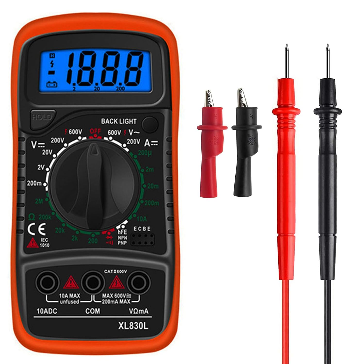 Digitales Multimeter Mit Automatischer Bereichswahl, Voltmeter, Batterietester, Spannungsprüfer, Durchgangsprüfer Mit Widerstandsmessung Und Datenhaltefunktion