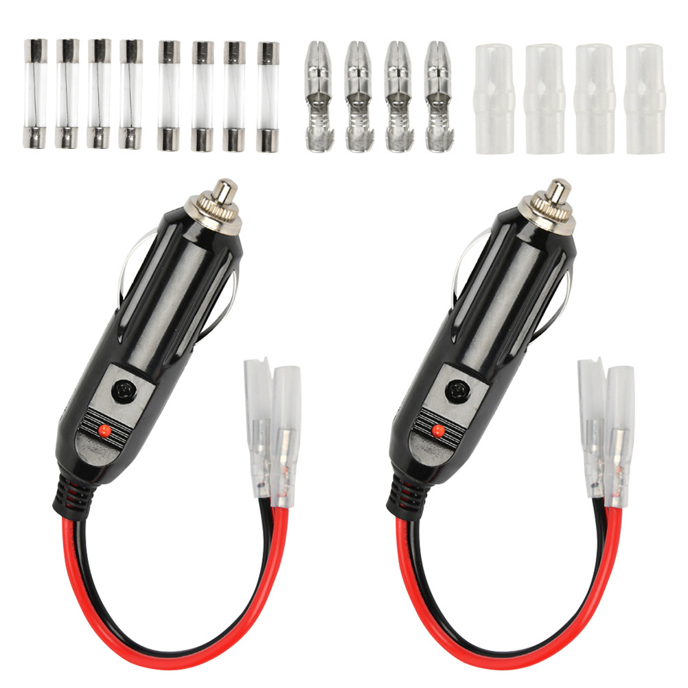 12v/24v Zigarettenanzünder-adapter, 15 Cm Stecker, 16awg Verlängerungskabel Mit Roter Led-anzeige Und 10a/15a Ersatzsicherung Für Auto/lkw, 2 Stück