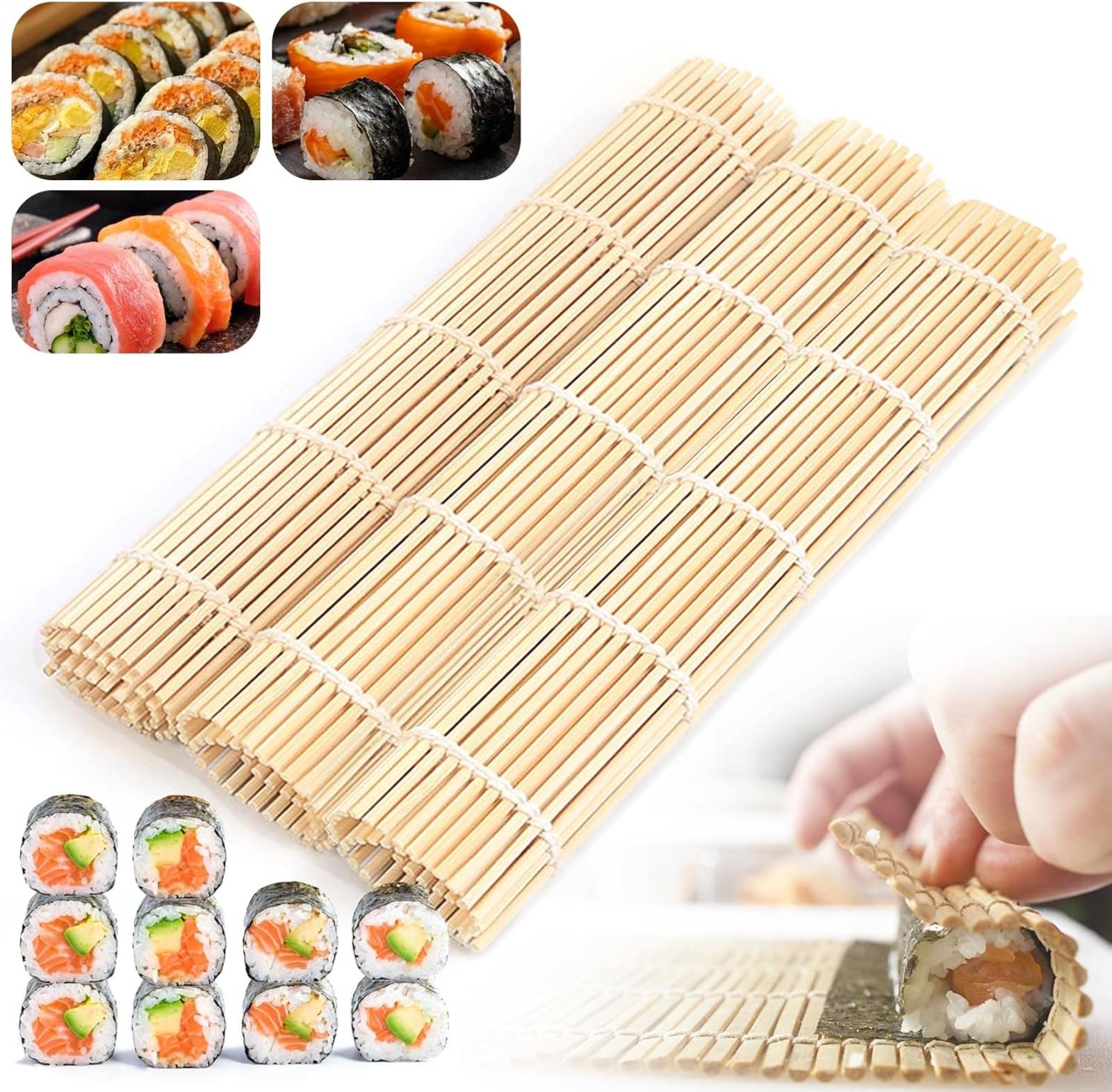 3-teilige Sushi-matte, Sushi-rollmatte Aus Natürlichem Bambus, Sushi-maki-set, Sushi-zubereitungswerkzeug