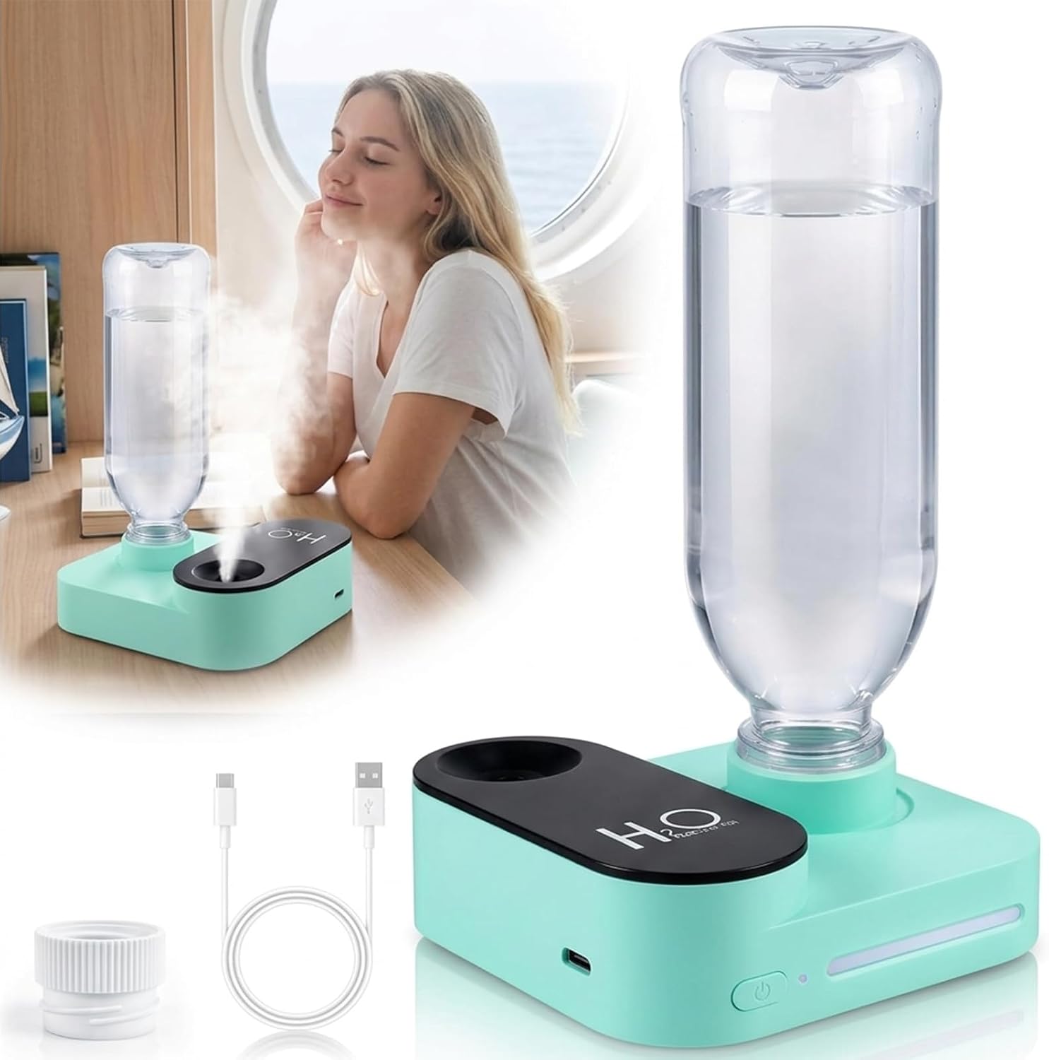 Tragbarer Reise-luftbefeuchter, Mini-luftbefeuchter Ohne Tank Mit Automatischer Abschaltung, Leiser Usb-luftbefeuchter Für Hotel Und Büro, Zerstäuberflasche