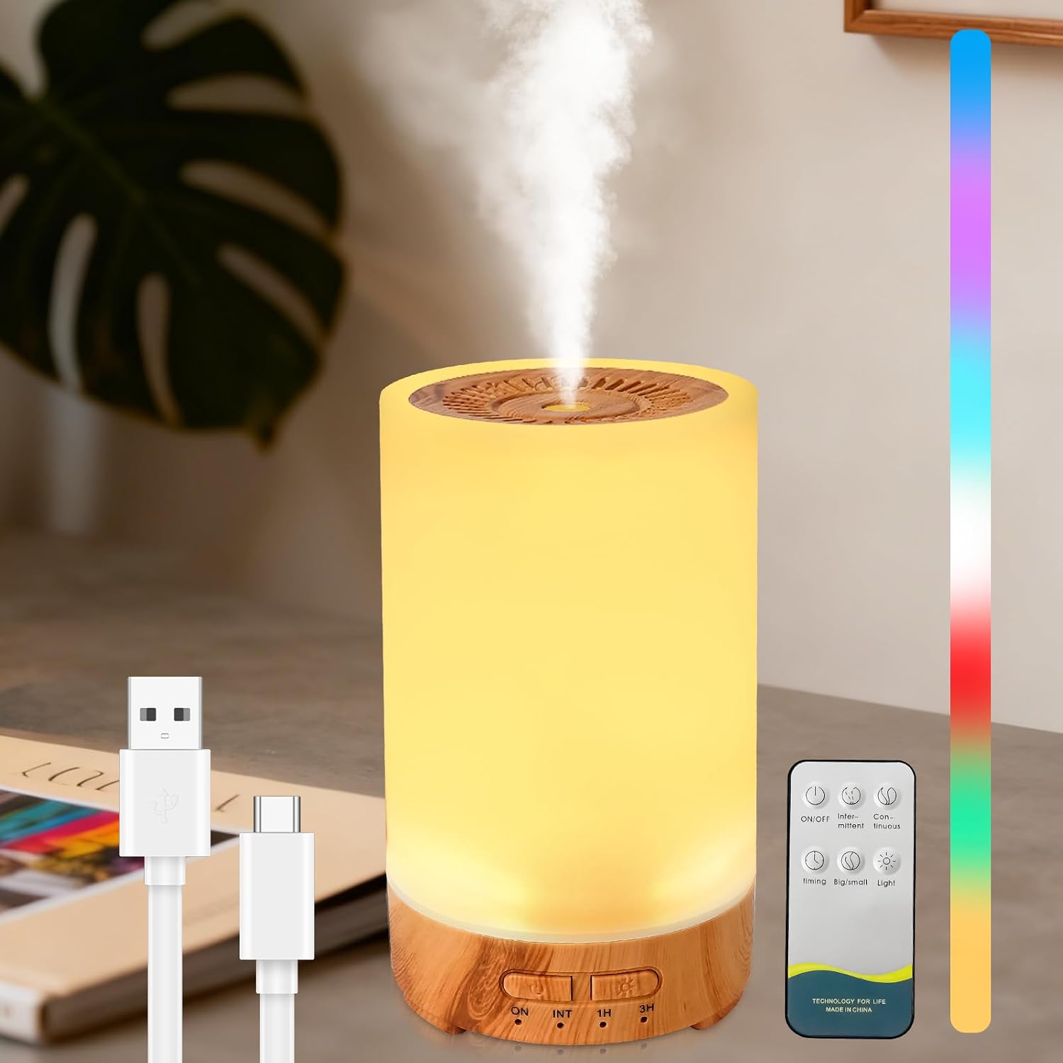 Ätherisches Öl-diffusor, 150 Ml Ultraschall-aroma-diffusor Mit Fernbedienung, 7 Led-farben, Luftbefeuchter, Elektrischer Duftdiffusor Für Schlafzimmer, Spa, Yoga, Wohnzimmer