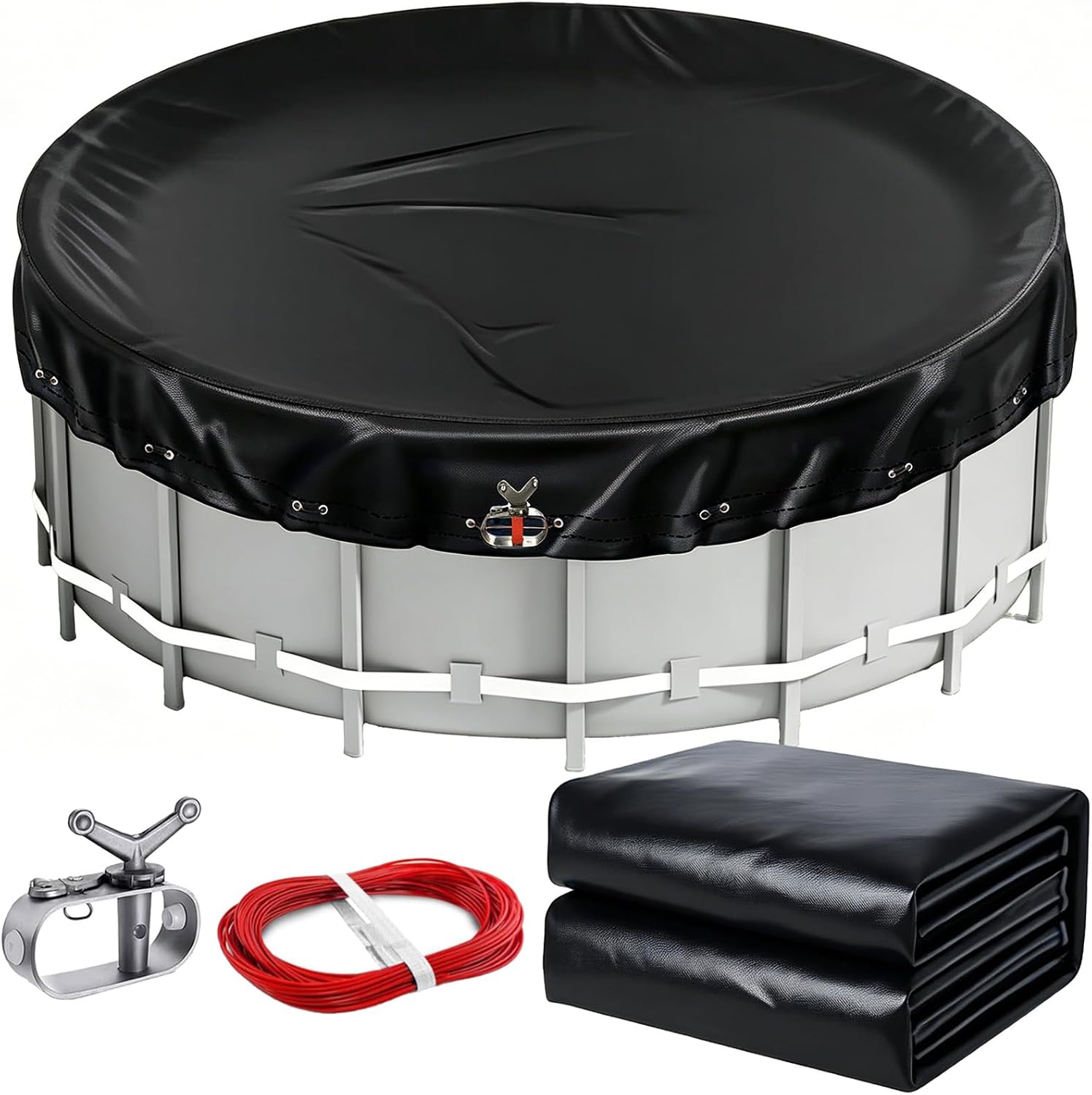 Runde Poolabdeckung Für Pools Mit Einem Durchmesser Von 420–460 Cm, Winterabdeckung Für Aufstellpools, Uv-beständig, Aus 200 G/m² Polyethylen