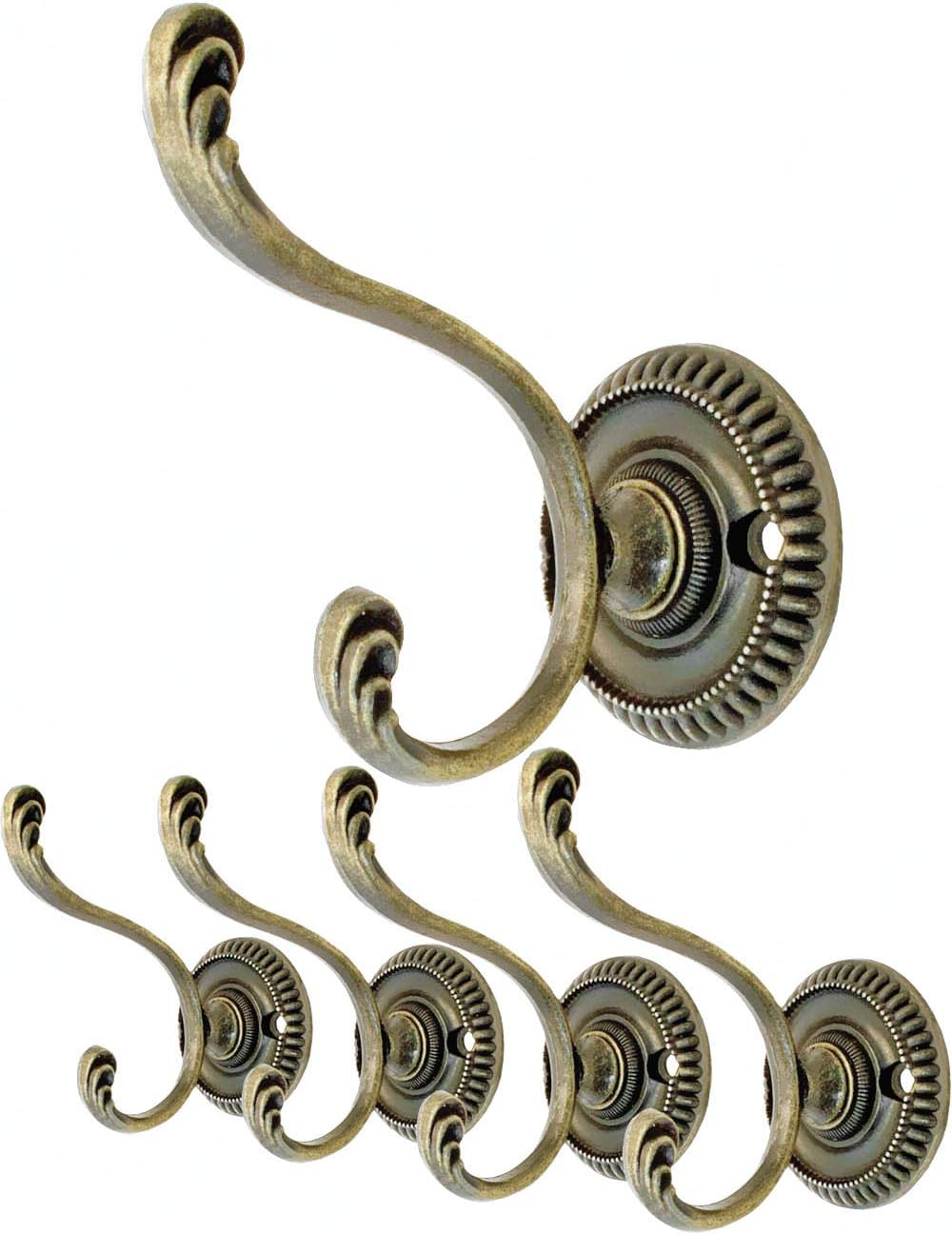 Set Aus 4 Antiken Kleiderhaken Aus Messingbronze