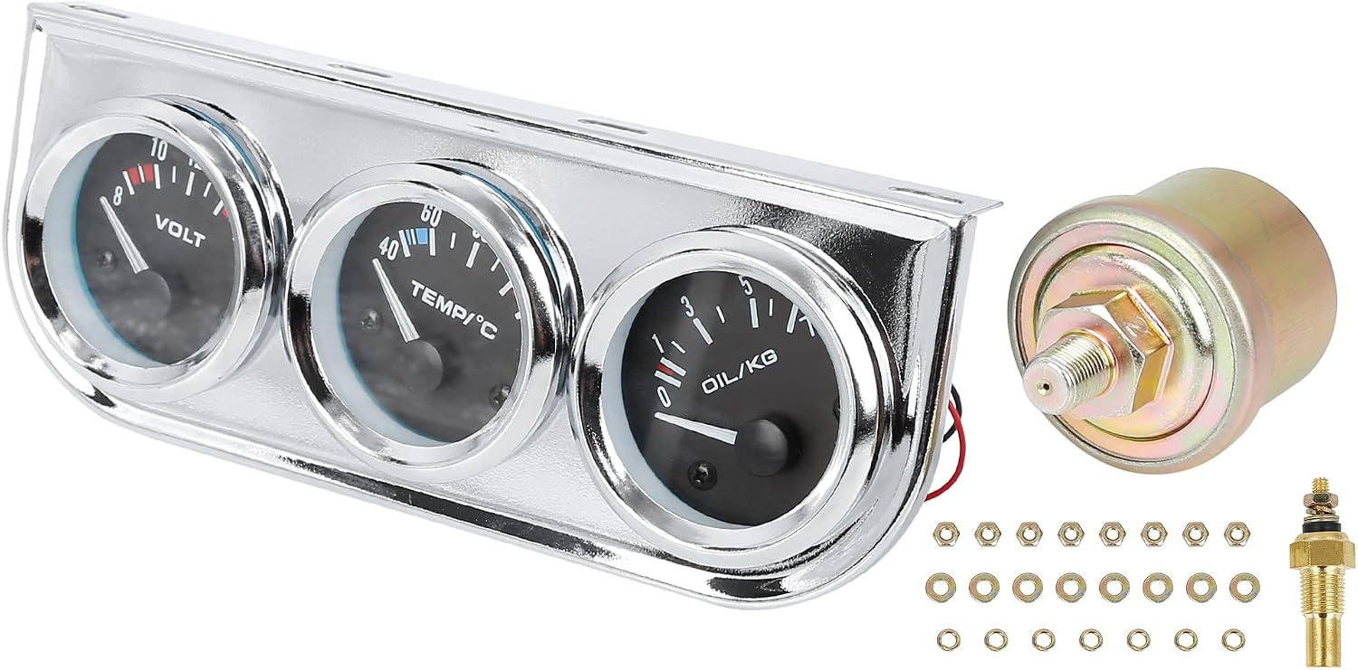 3-in-1-kfz-messgerät-set Für Wassertemperatur (celsius), Öldruck Und Spannung, 52-mm-kfz-modifikationsinstrument