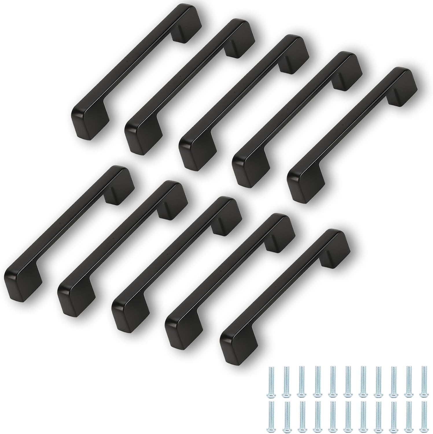 Set Mit 10 Schwarzen Schrankgriffen, 96 Mm Lochabstand – Möbelgriffe Aus Edelstahl Inklusive Schrauben, Moderne Schubladengriffe Für Schränke Und Küchentüren