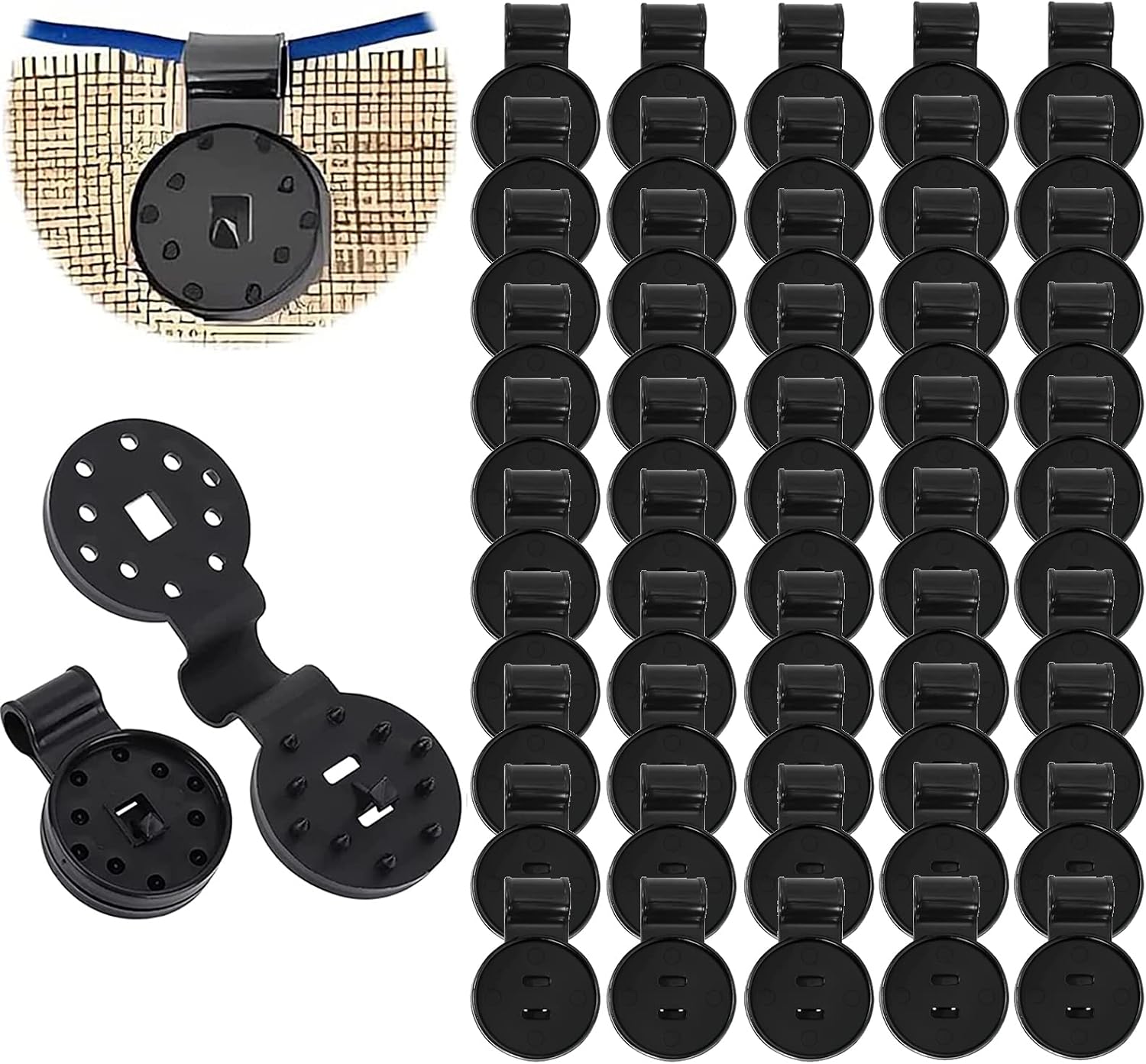 50-teiliges Set Mit Befestigungsclips Für Sichtschutzwände, Kunststoffclips Für Sonnensegel Und Zaungewebe, Spezialclips Mit Öse Für Netze, Zäune Und Sonnenschutz.