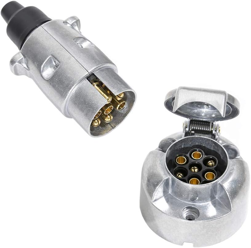 7-poliger Anhängerstecker, Wasserdichter 12-v-metallstecker Für Lkw, Wohnmobil, Pkw (aluminiumlegierung)