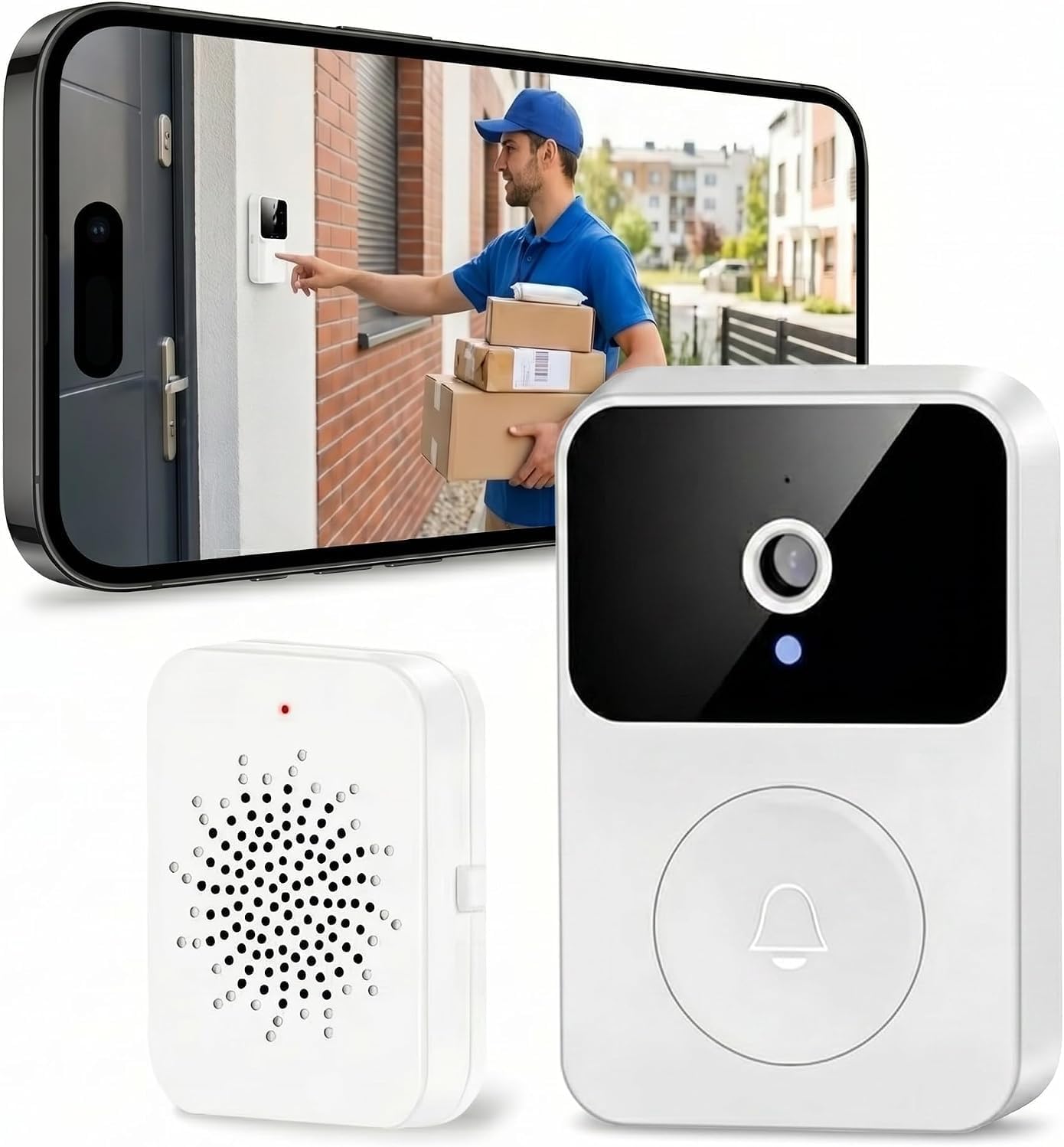 Drahtlose Türklingel Mit Kamera (1080p), Hd-nachtsicht, Gegensprechanlage, Smart-home-sicherheit, Zwei-wege-audio – Cc