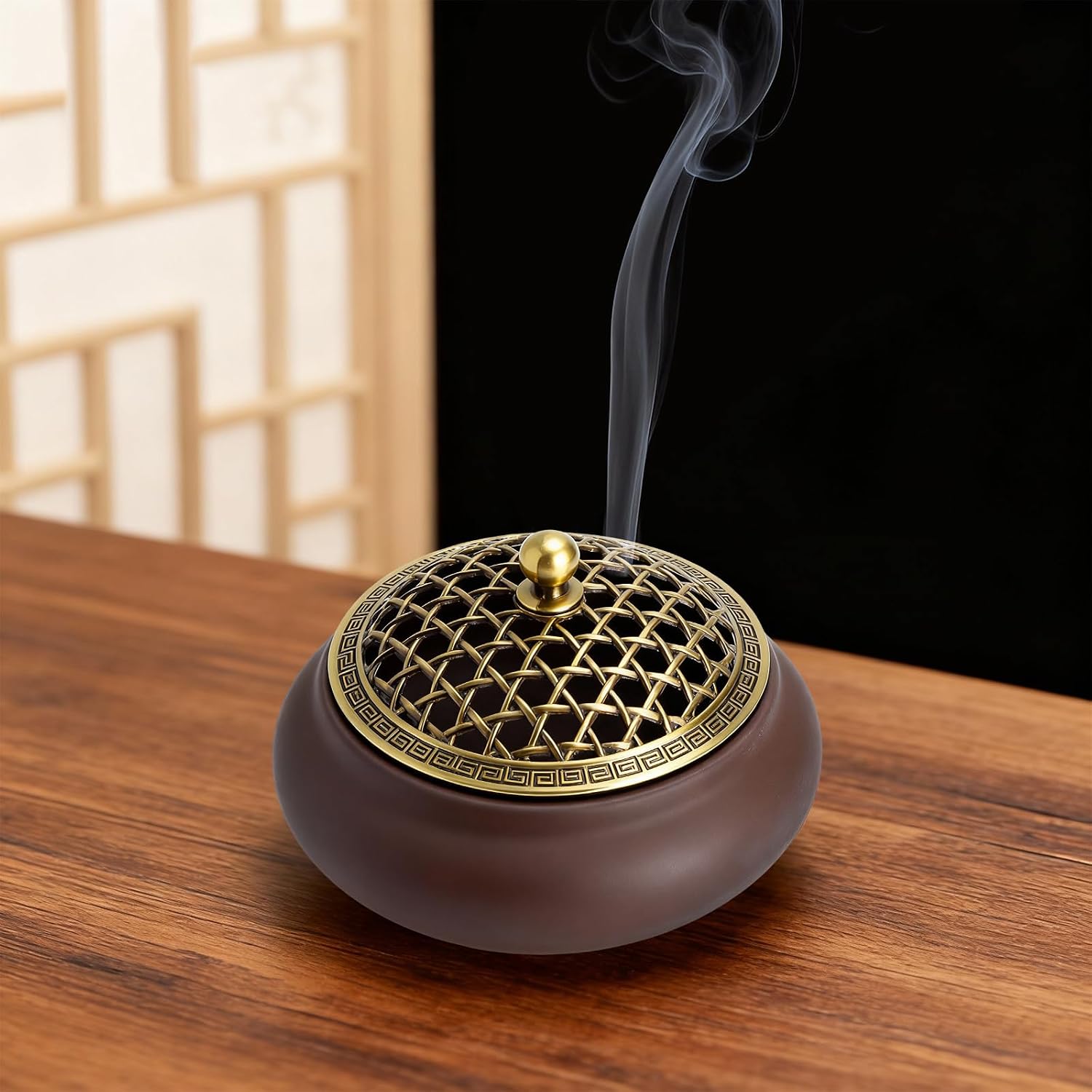 Vintage Keramik-räuchergefäß, Feuerfeste Matte, Schwarzes Asiatisches Räuchergefäß