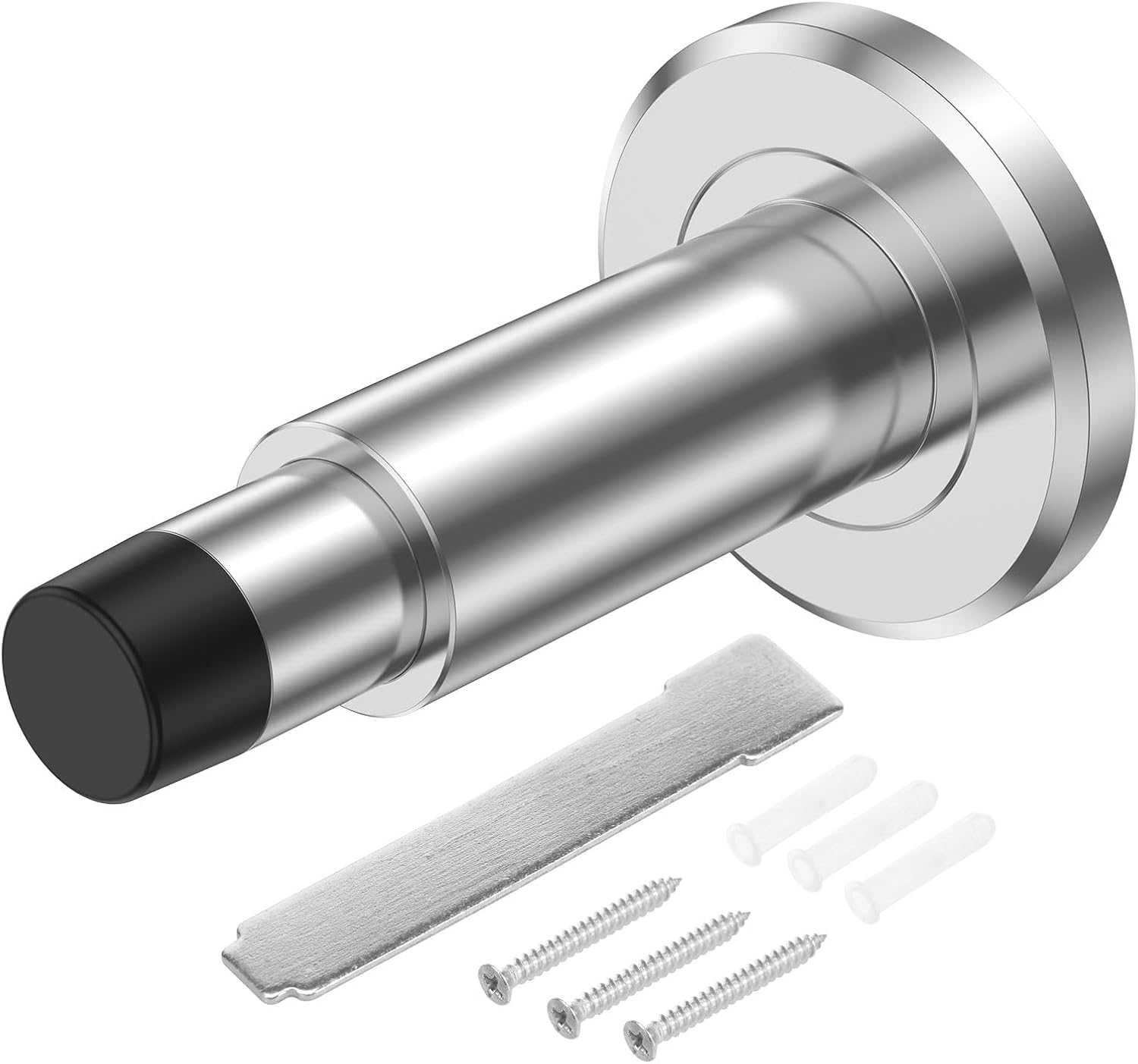 Verstellbarer, Wandmontierter Türstopper 75–110 Mm Mit Stoßdämpfendem Gummikopf – Wandmontierter Türstopper Aus Edelstahl Für Holz-, Glas- Und Metalltüren