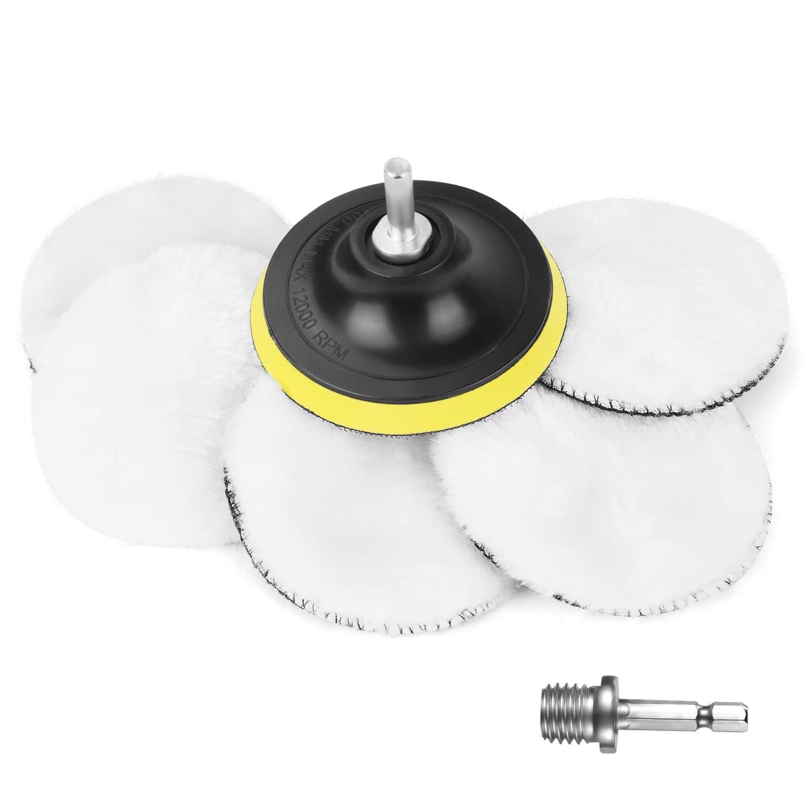 8-teiliges Polierpad Aus Wolle, 100-mm-polierscheibe Mit M14- Und Sechskant-bohreradapter, Autopolierset