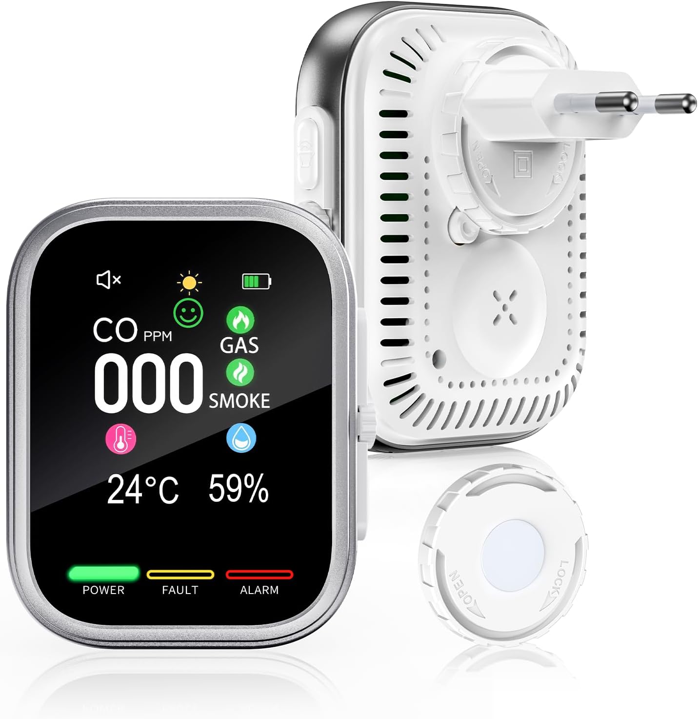 6-in-1 Kohlenmonoxidmelder, Erdgasmelder Und Kohlenmonoxidmelder Mit Notstrombatterie, Ideal Für Zuhause, Küche, Wohnmobil, Wohnung (2 Zimmer)
