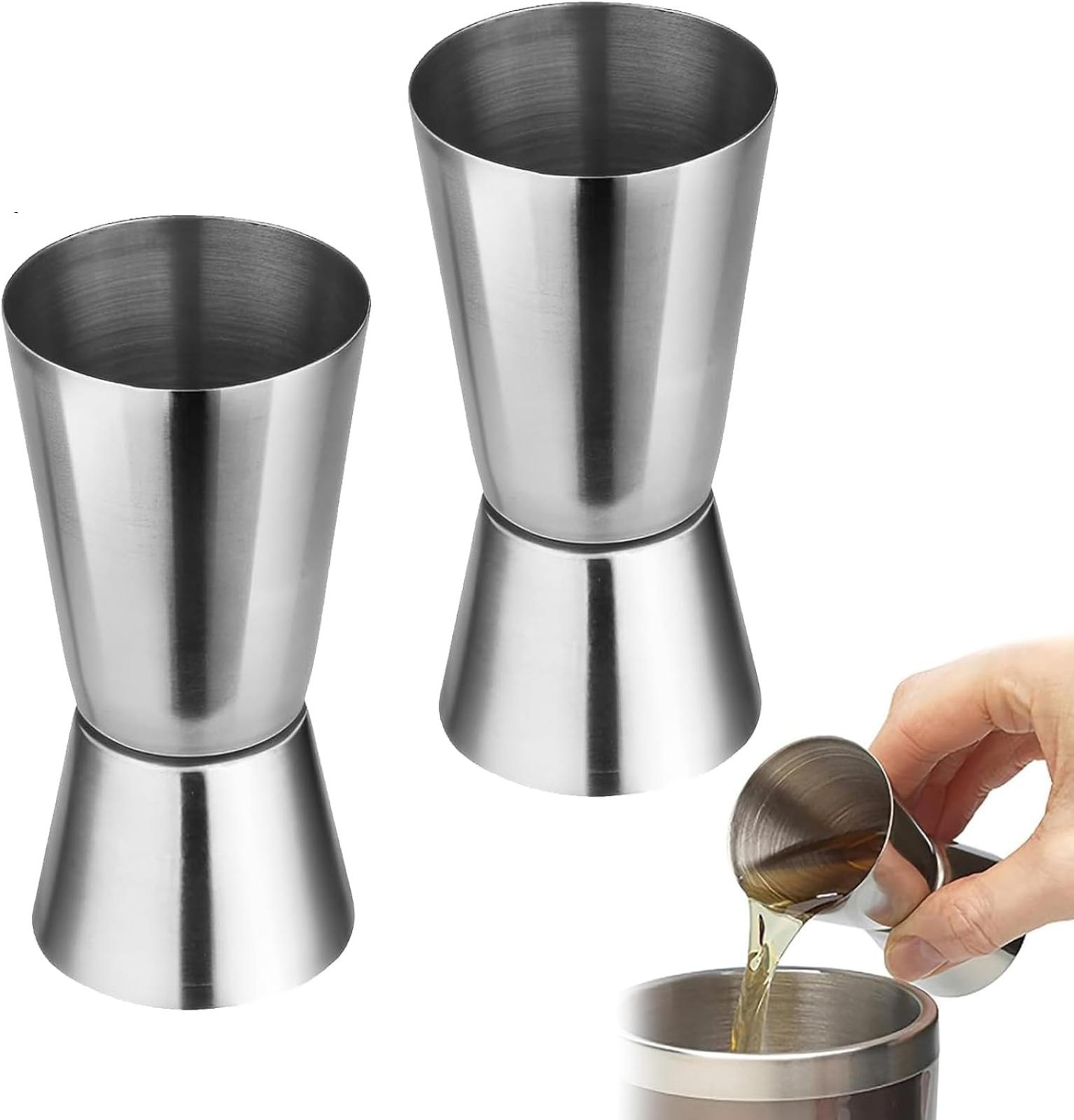 2-teiliges Cocktail-jigger-set, 2-cl- Und 4-cl-cocktail-jigger, Doppelte Messbecher Aus Edelstahl Für Alkoholische Getränke, Gin-messgläser