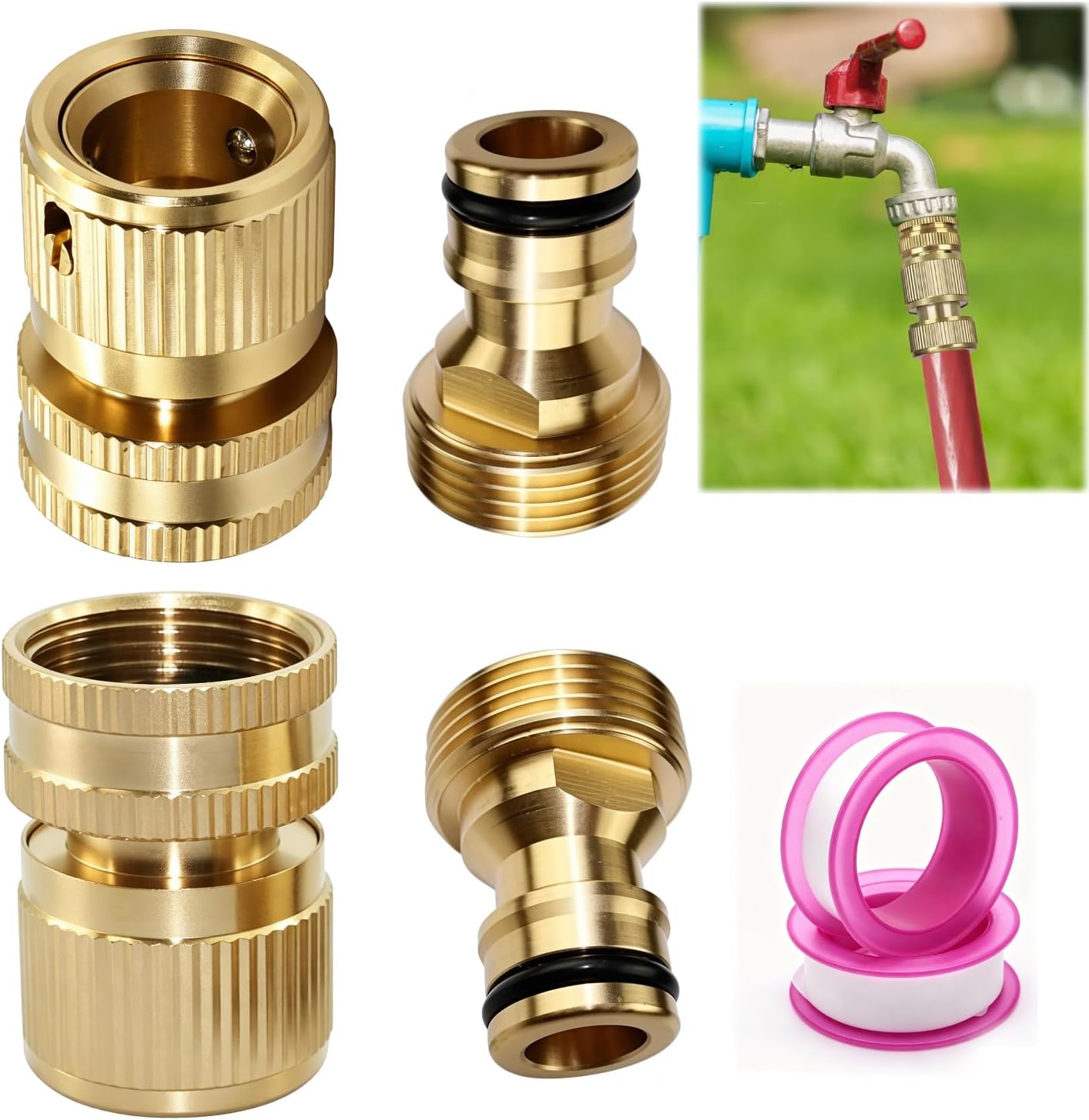 Set Mit 6 Messing-gartenschlauchanschlüssen (3/4 Zoll)