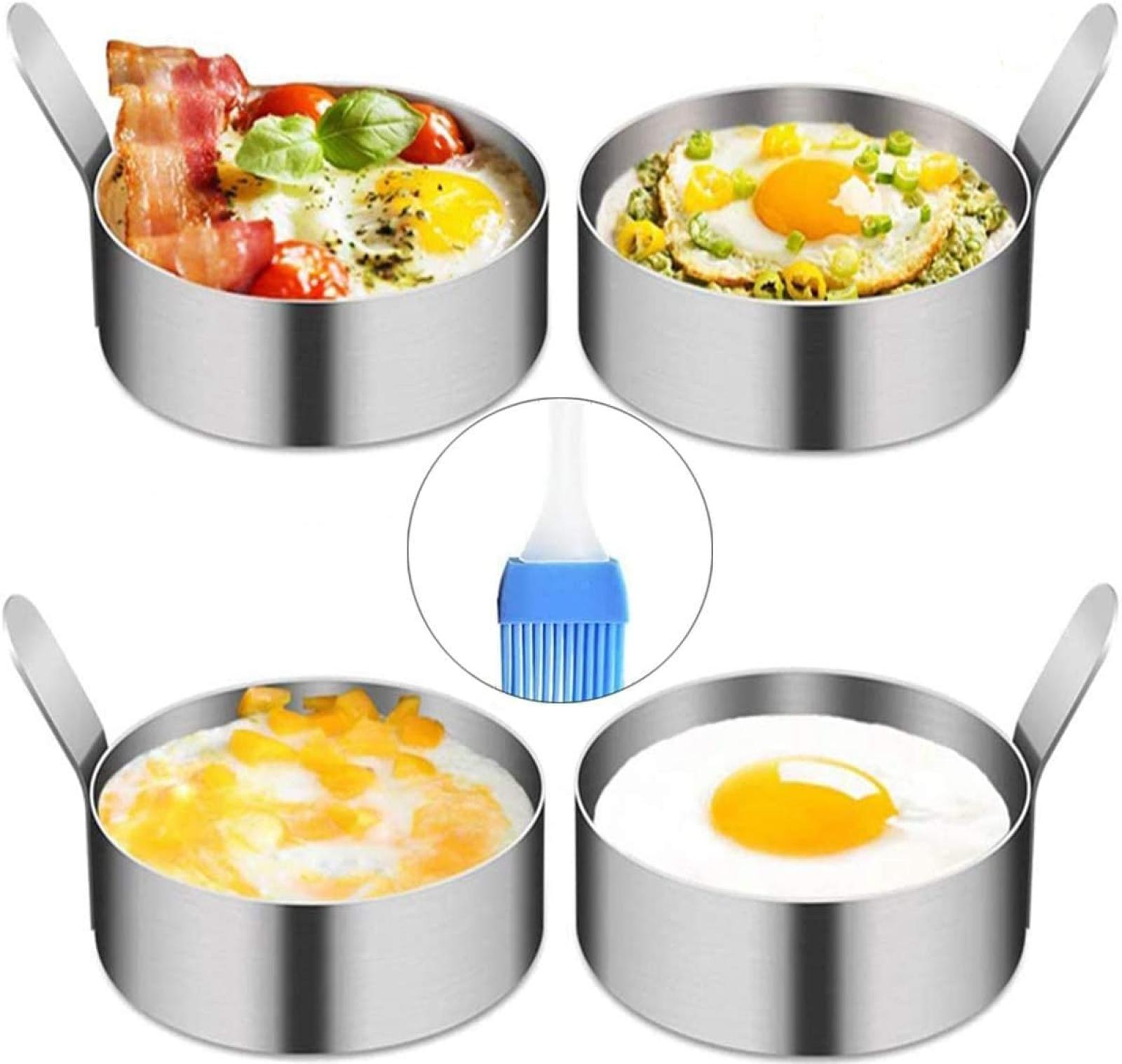 Eierring, 4-teiliges Omelett-backform-set Aus Edelstahl Zum Zubereiten Von Spiegeleiern, Pfannkuchen, Omeletts Und Mehr