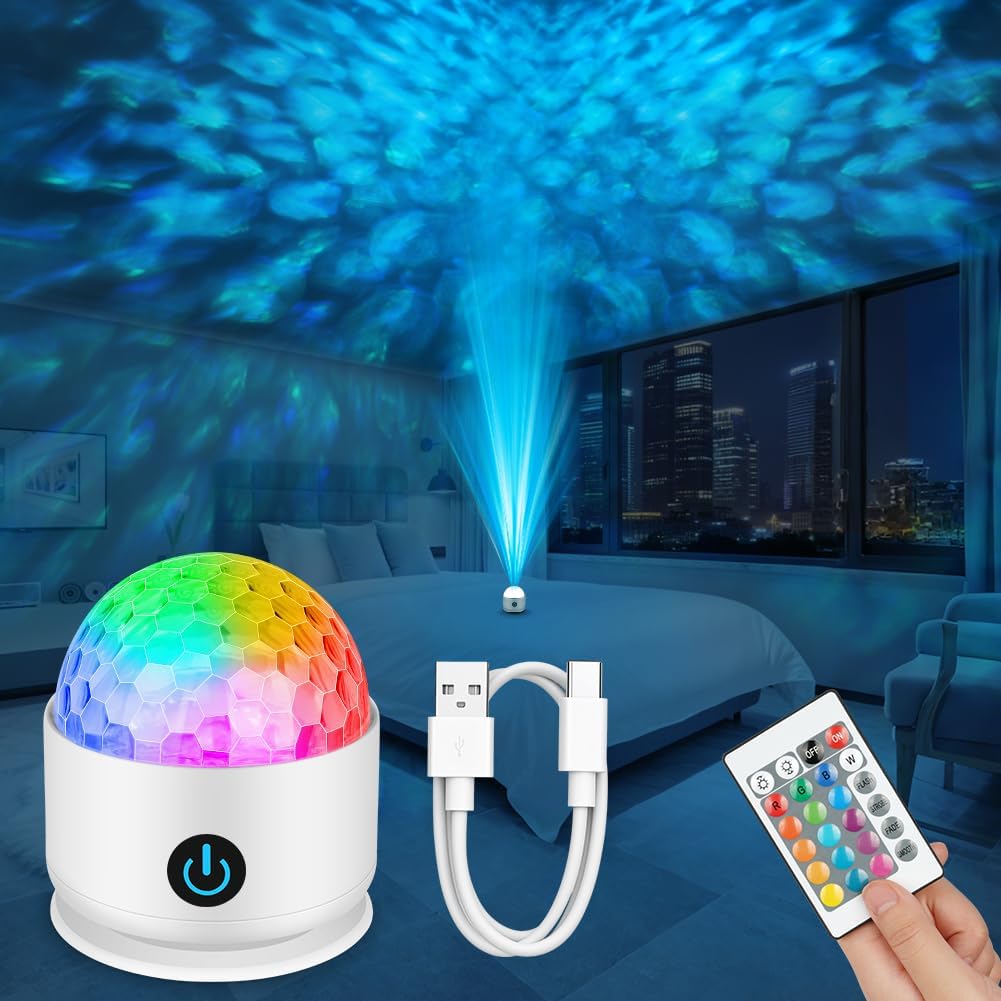 Sternenhimmel-projektor, 16-farben-led-ozeanwellen-projektor, Galaxien-projektor Mit Fernbedienung, Einstellbarer Helligkeit, Wiederaufladbar, Nachtlicht Für Schlafzimmer, Kinder, Erwachsene
