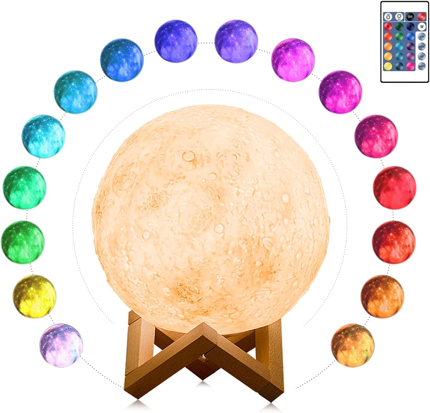 3d-led-mondlampe, 16 Rgb-farben, Touch-steuerung & Usb-aufladung
