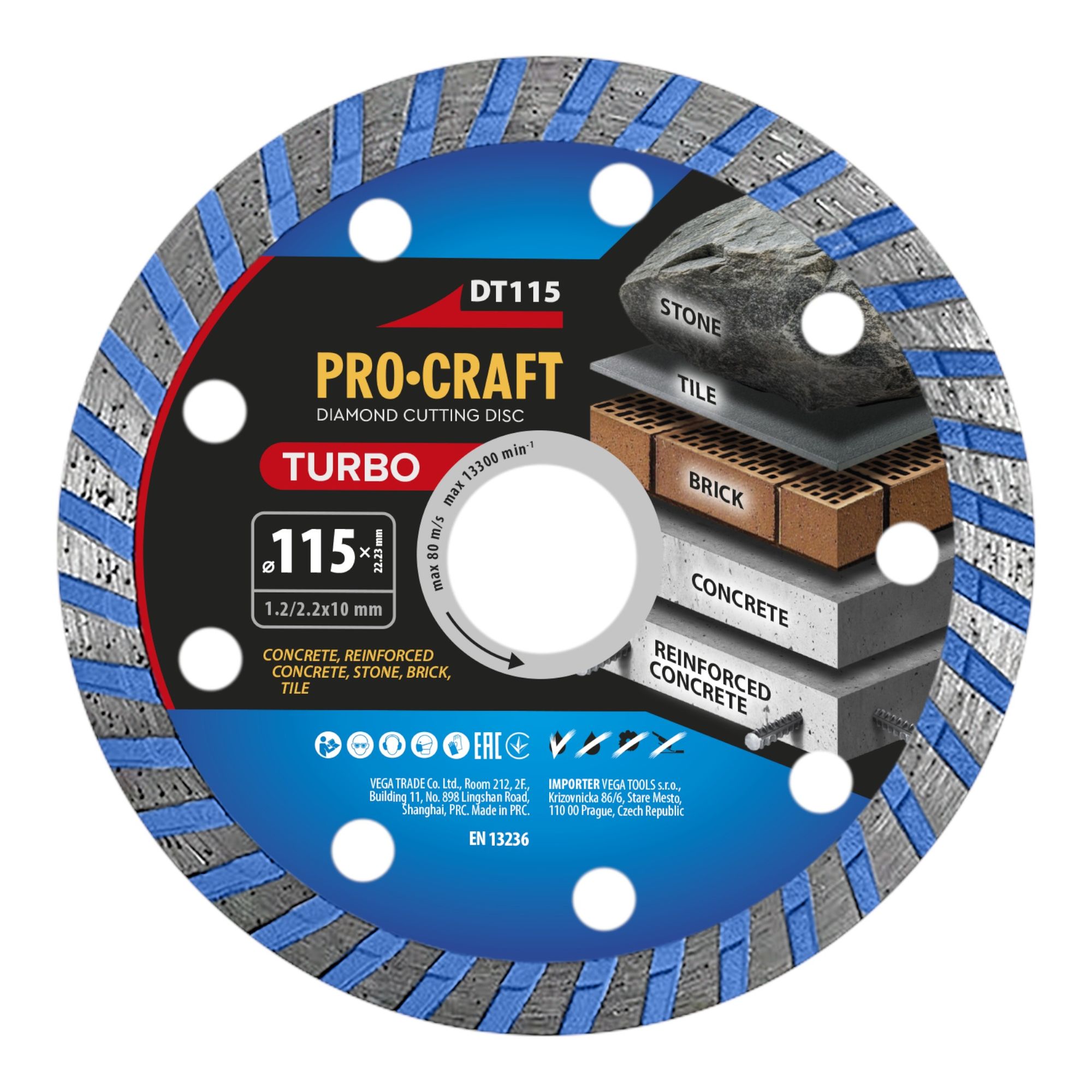 Procraft Dt115 Diamanttrennscheibe Turbo 115 X 22,23 Mm