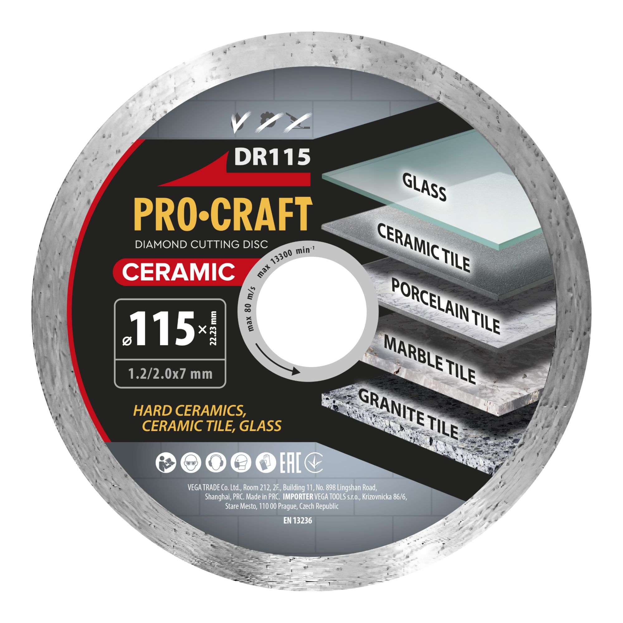Procraft Dr115 Diamanttrennscheibe Ceramic 115 X 22,23 Mm