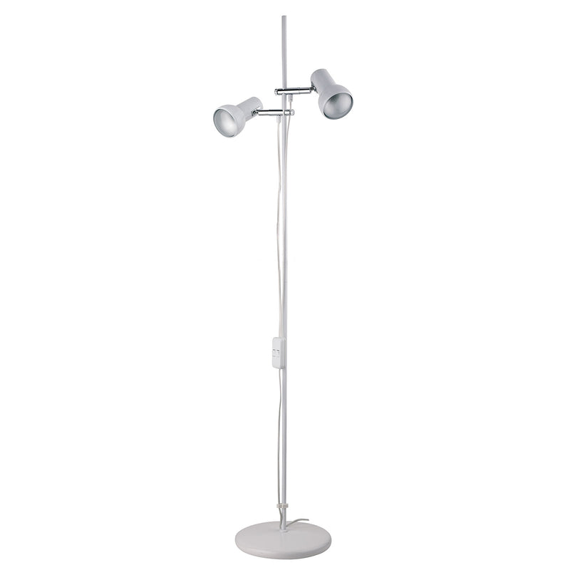 [gebraucht] B-ware Busch Stehleuchte Eifel Led Lampe Strahler 2-flammig Weiß Chrom 140cm 4,3kg