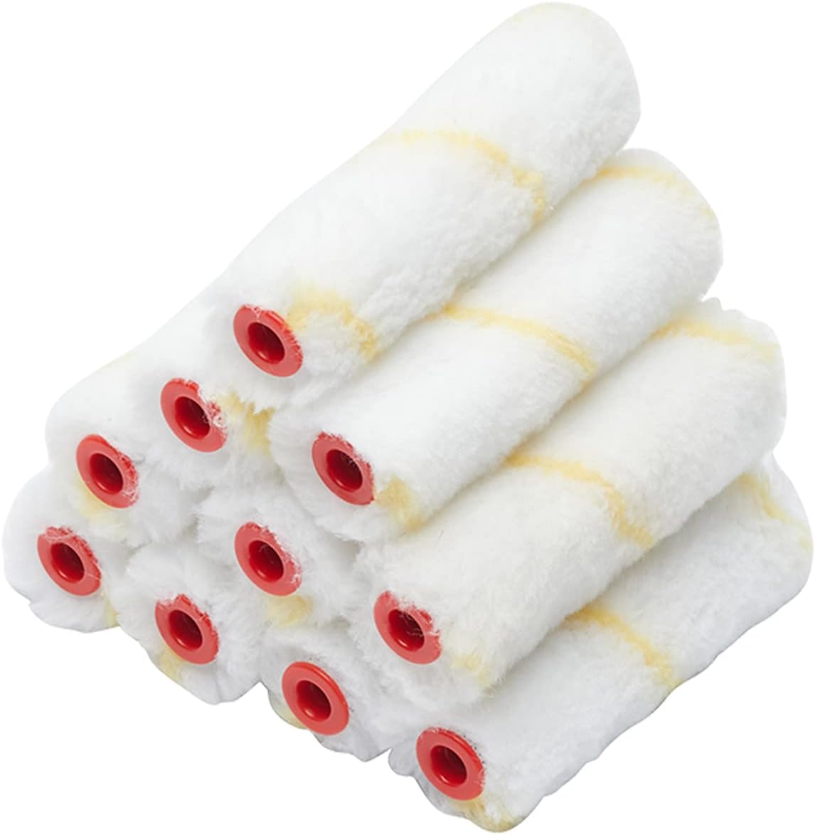 Set Mit 10 Mini-webwalzen Mit Mittlerer Florhöhe Von 100 Mm Für Ein Glattes Finish Von Dispersionsfarben An Innenwänden Und Decken